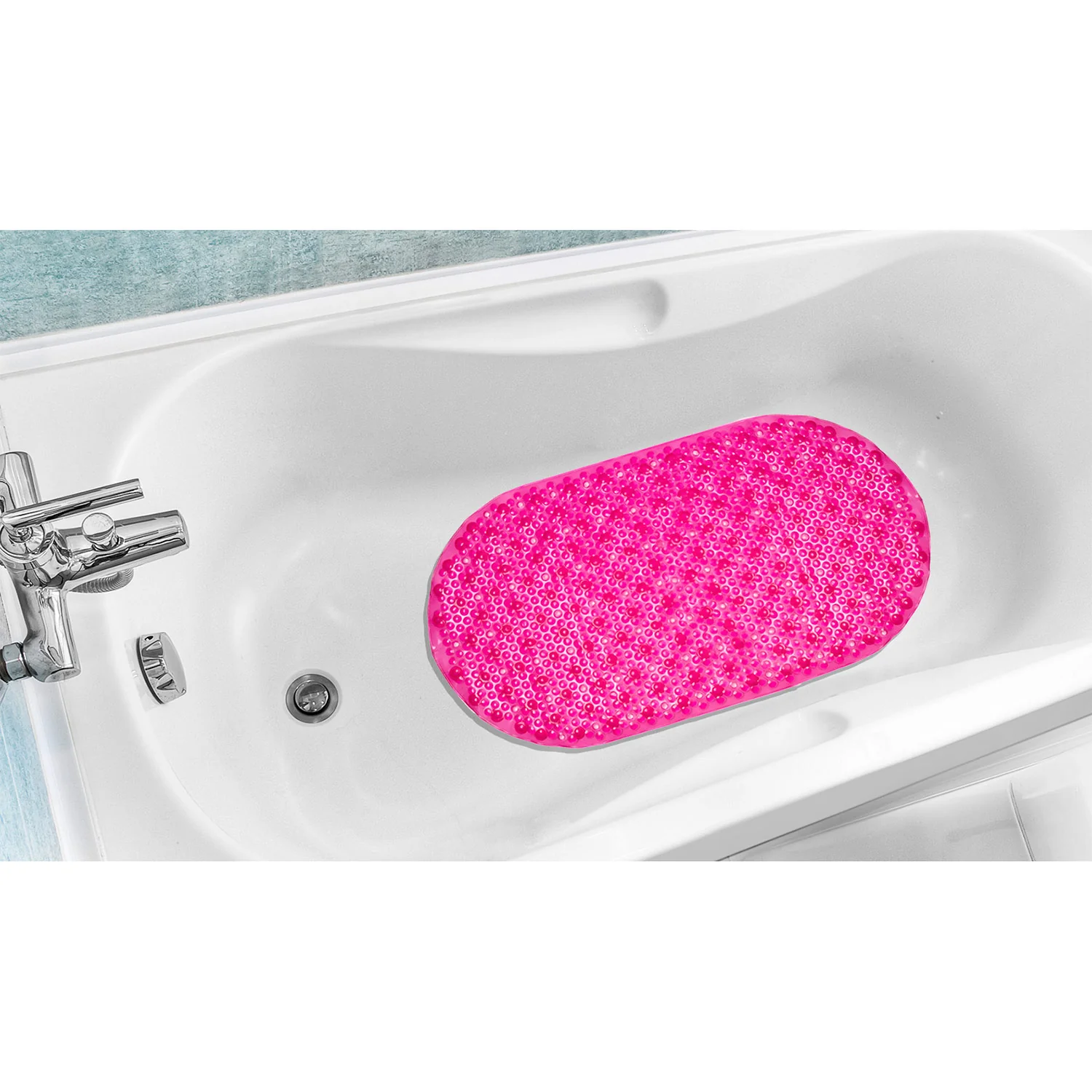 Popular Bath Bubble Vinyl Oblong Tub Mat, 15.5x27 Inches - Image 6