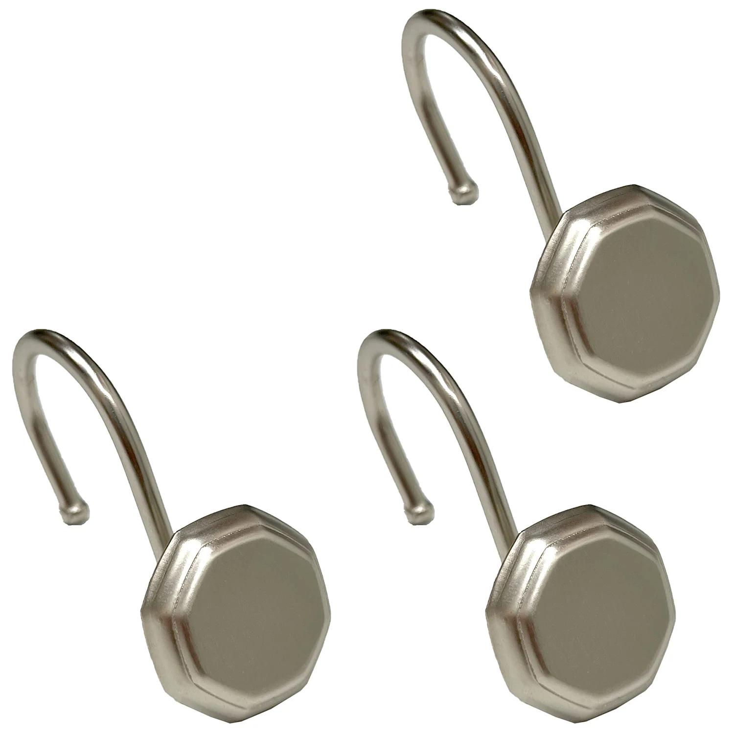 Popular Bath Nova Metal Shower Curtain Hooks, Nickel, 12 Pack