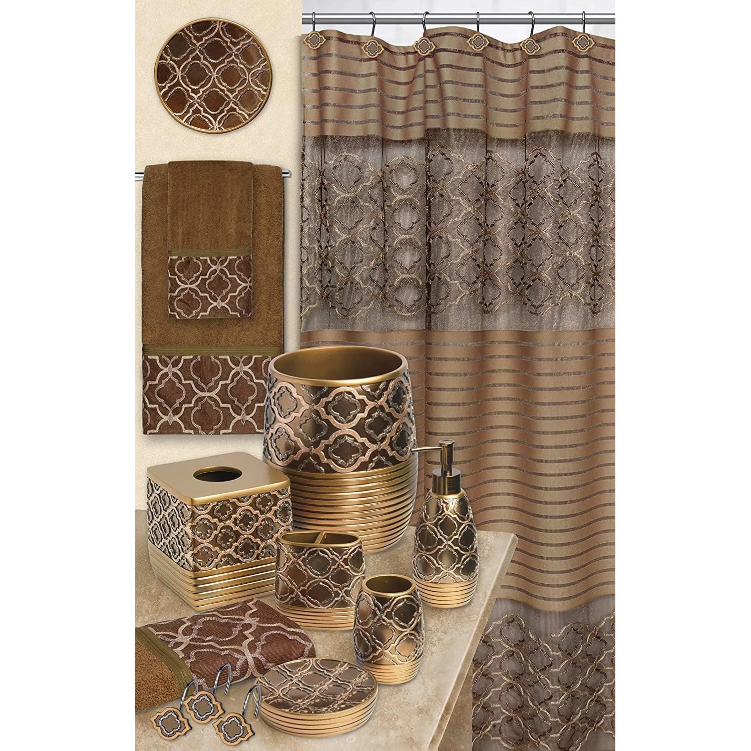 Popular Bath Spindle Complete Bath Ensemble Decor Set, Gold, All Sold Separately - Image 12
