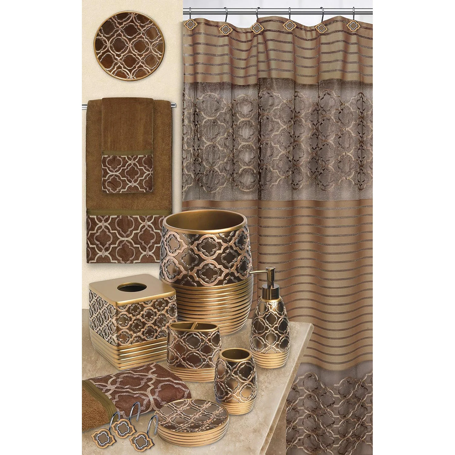 Popular Bath Spindle Complete Bath Ensemble Decor Set, Gold, All Sold Separately - Image 38