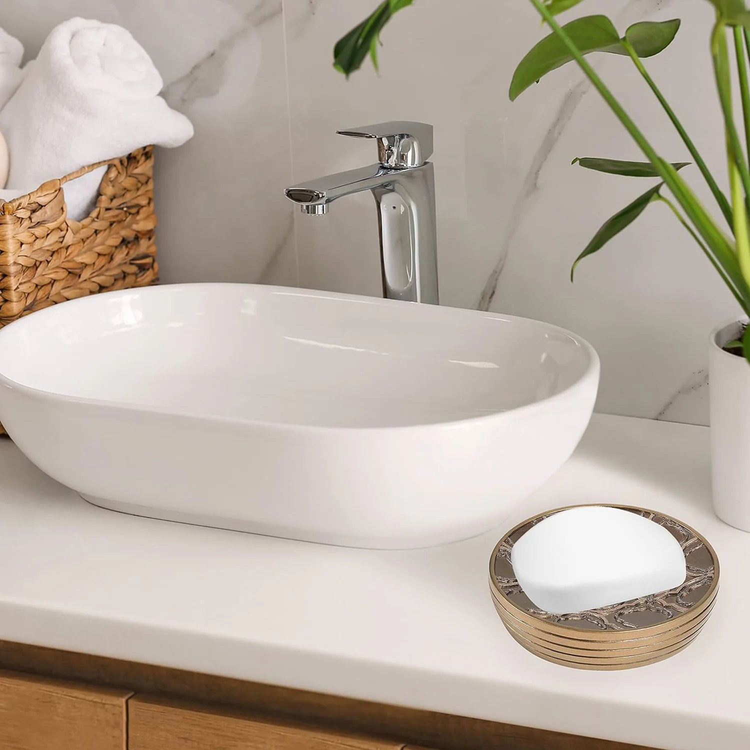 Popular Bath Spindle Complete Bath Ensemble Decor Set, Gold, All Sold Separately - Image 8
