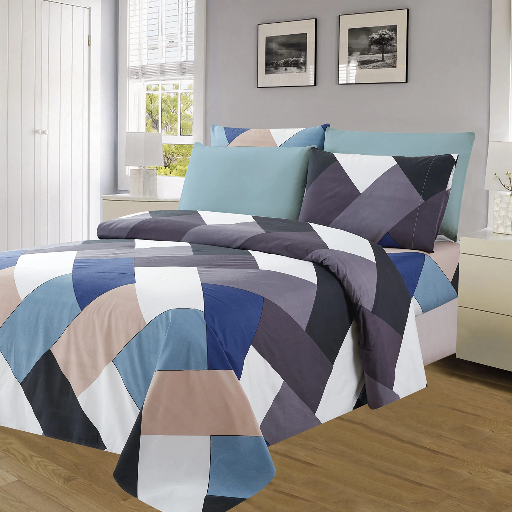 Premium Bright 4 & 6 Piece Wrinkle-Free Sheet Set, Large Mossaic - Image 4