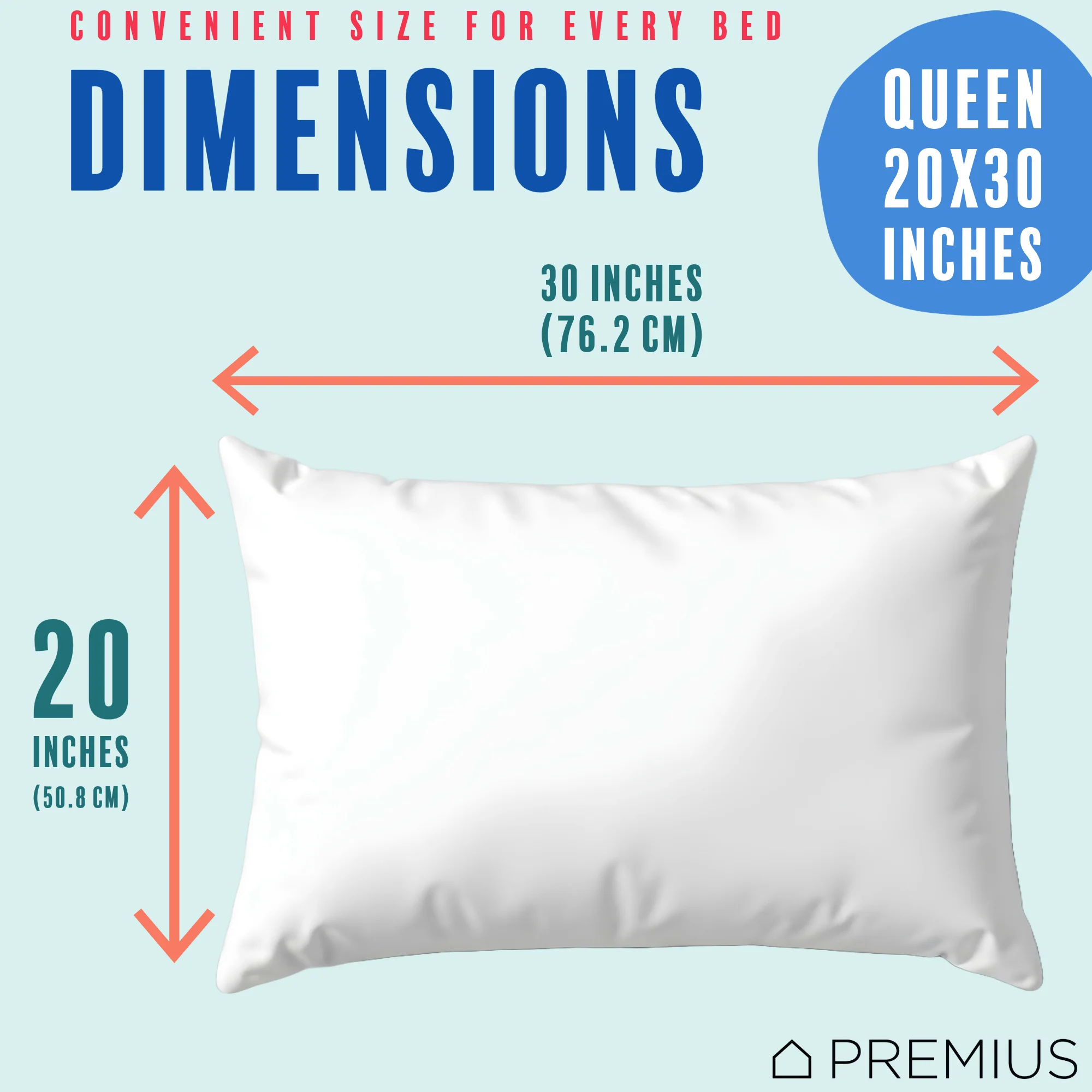 PREMIUS 2-Pack Bed Pillow Protector Encasement Cover with Zipper, White - Image 5