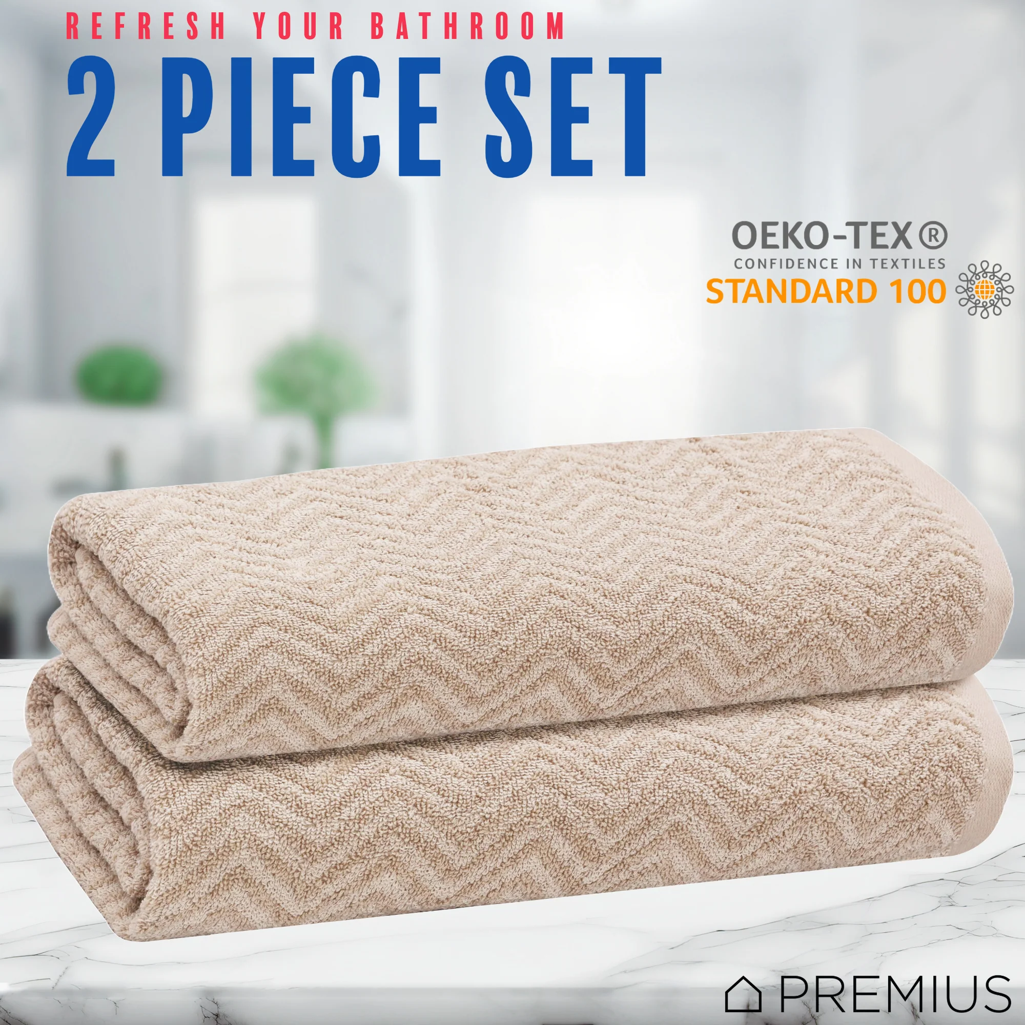 PREMIUS 2 Pack Chevron 100% Cotton Yarn Dyed Bath Towel, 27x54 Inches - Image 20