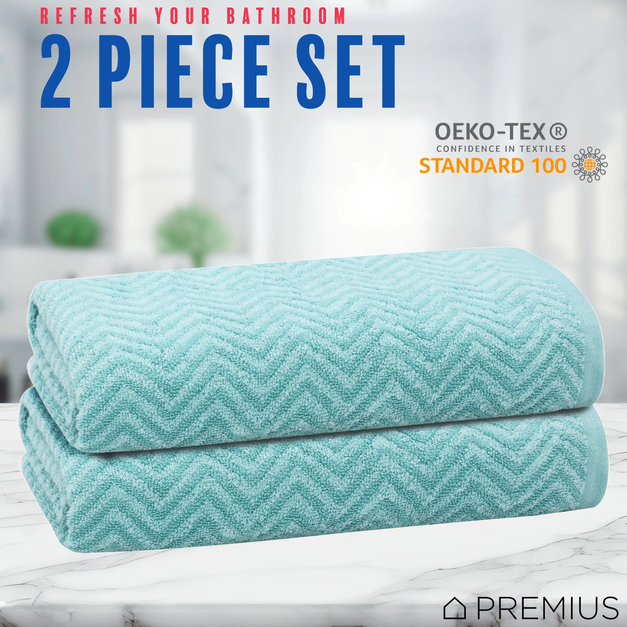 PREMIUS 2 Pack Chevron 100% Cotton Yarn Dyed Bath Towel, 27x54 Inches - Image 31