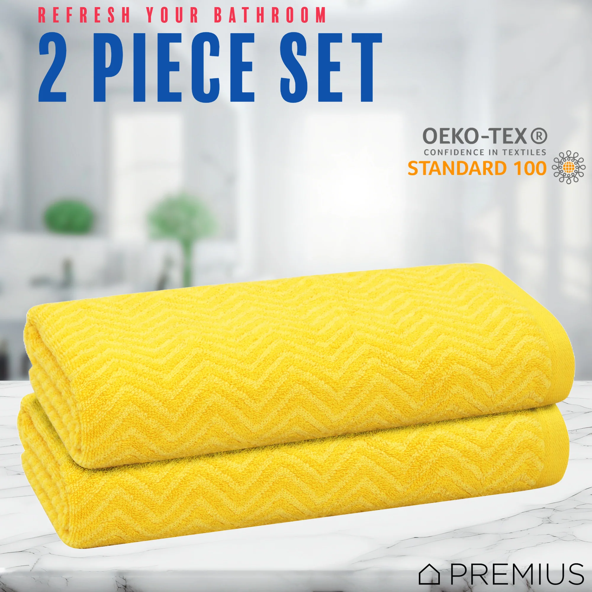 PREMIUS 2 Pack Chevron 100% Cotton Yarn Dyed Bath Towel, 27x54 Inches - Image 8