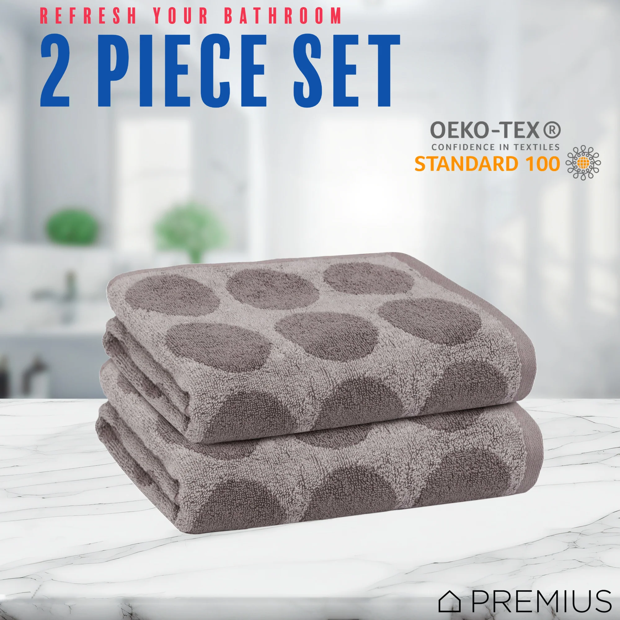 PREMIUS 2 Pack Circles 100% Cotton Yarn Dyed Hand Towel, 16x28 Inches - Image 11