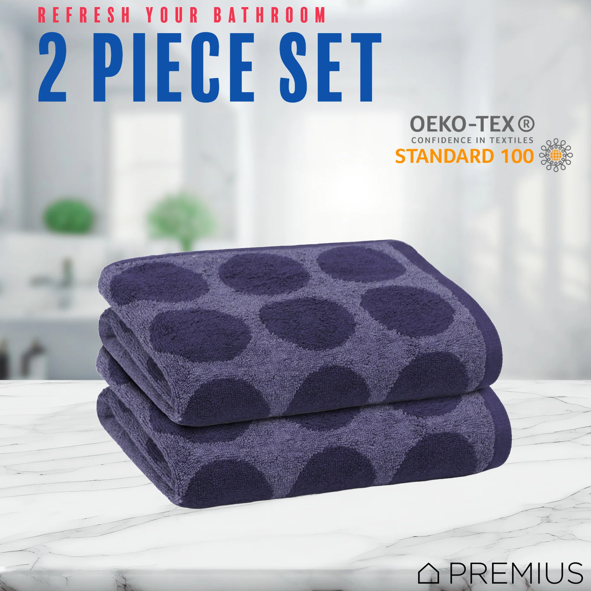 PREMIUS 2 Pack Circles 100% Cotton Yarn Dyed Hand Towel, 16x28 Inches - Image 29