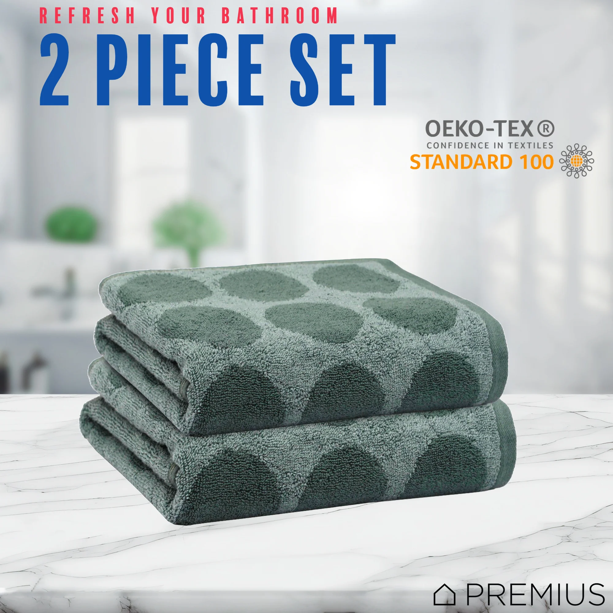 PREMIUS 2 Pack Circles 100% Cotton Yarn Dyed Hand Towel, 16x28 Inches - Image 3