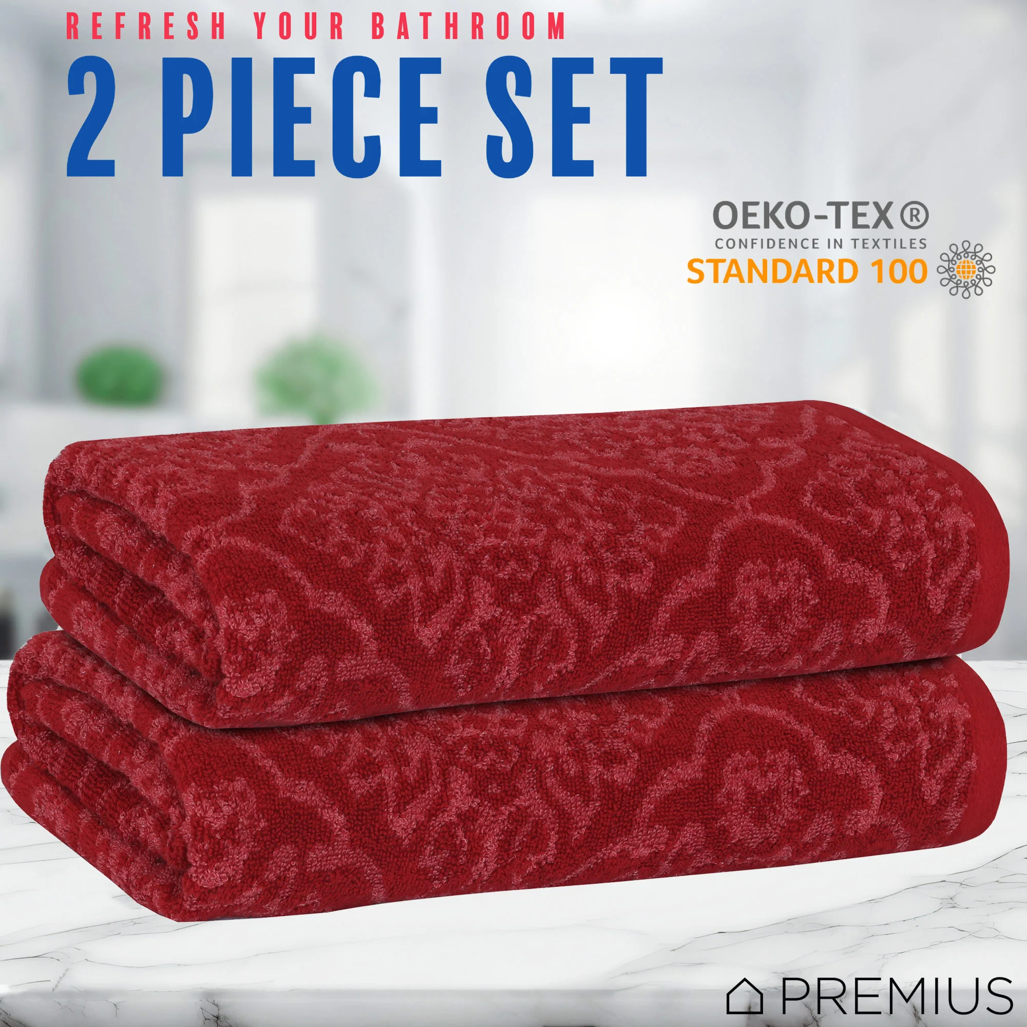 PREMIUS 2 Pack Damask 100% Cotton Yarn Dyed Hand Towel, 16x28 Inches - Image 23