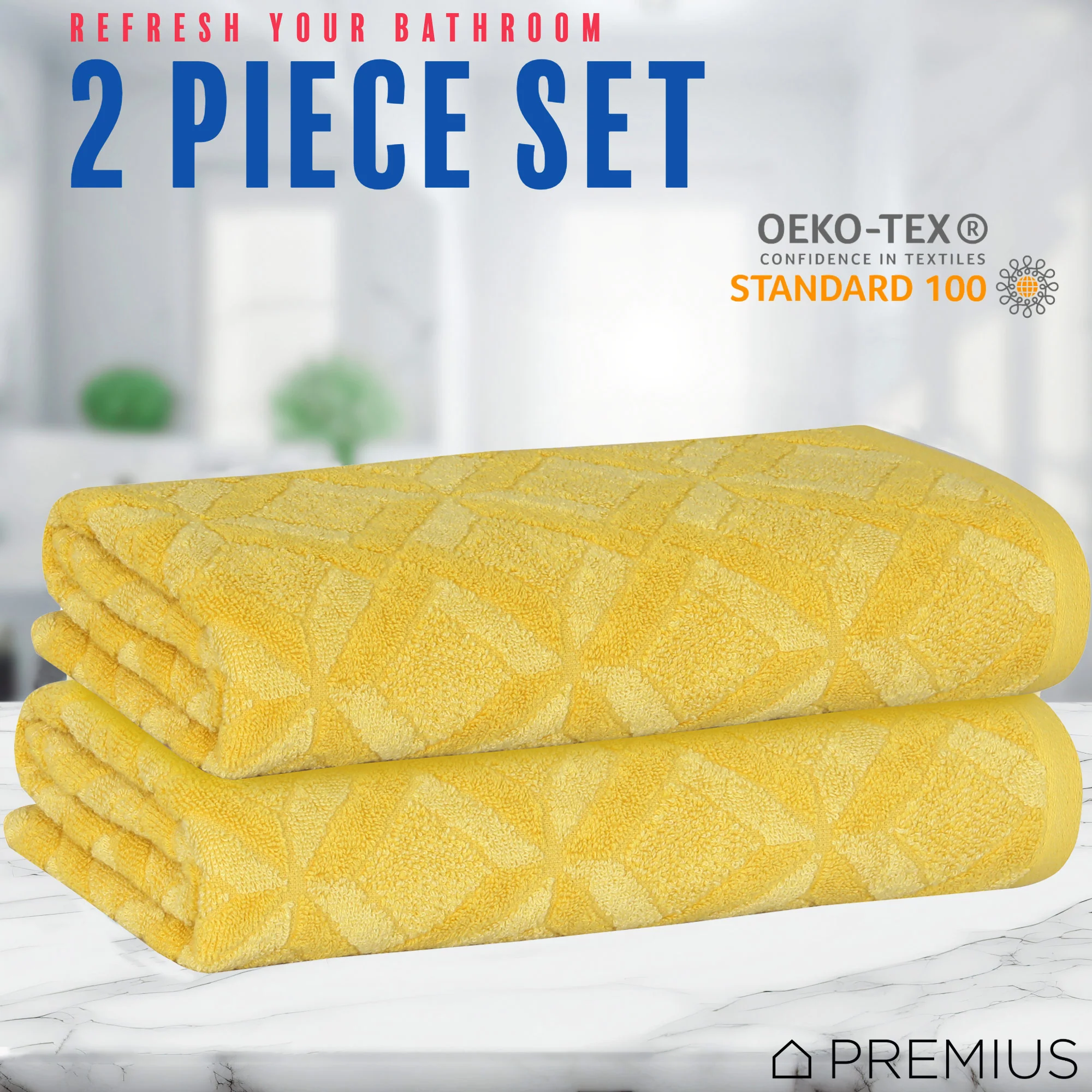 PREMIUS 2 Pack Geo 100% Cotton Yarn Dyed Bath Sheet Towel, 32x64 Inches - Image 16