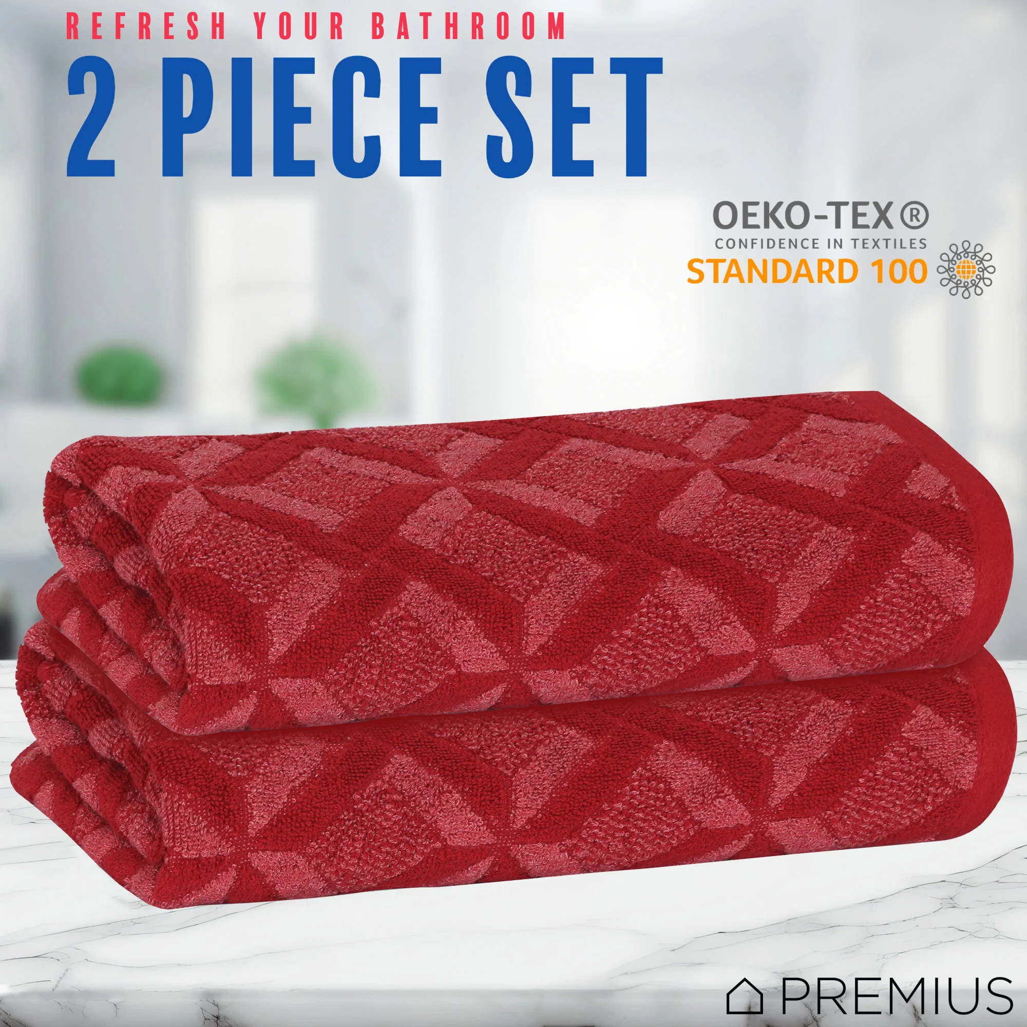 PREMIUS 2 Pack Geo 100% Cotton Yarn Dyed Bath Sheet Towel, 32x64 Inches - Image 24