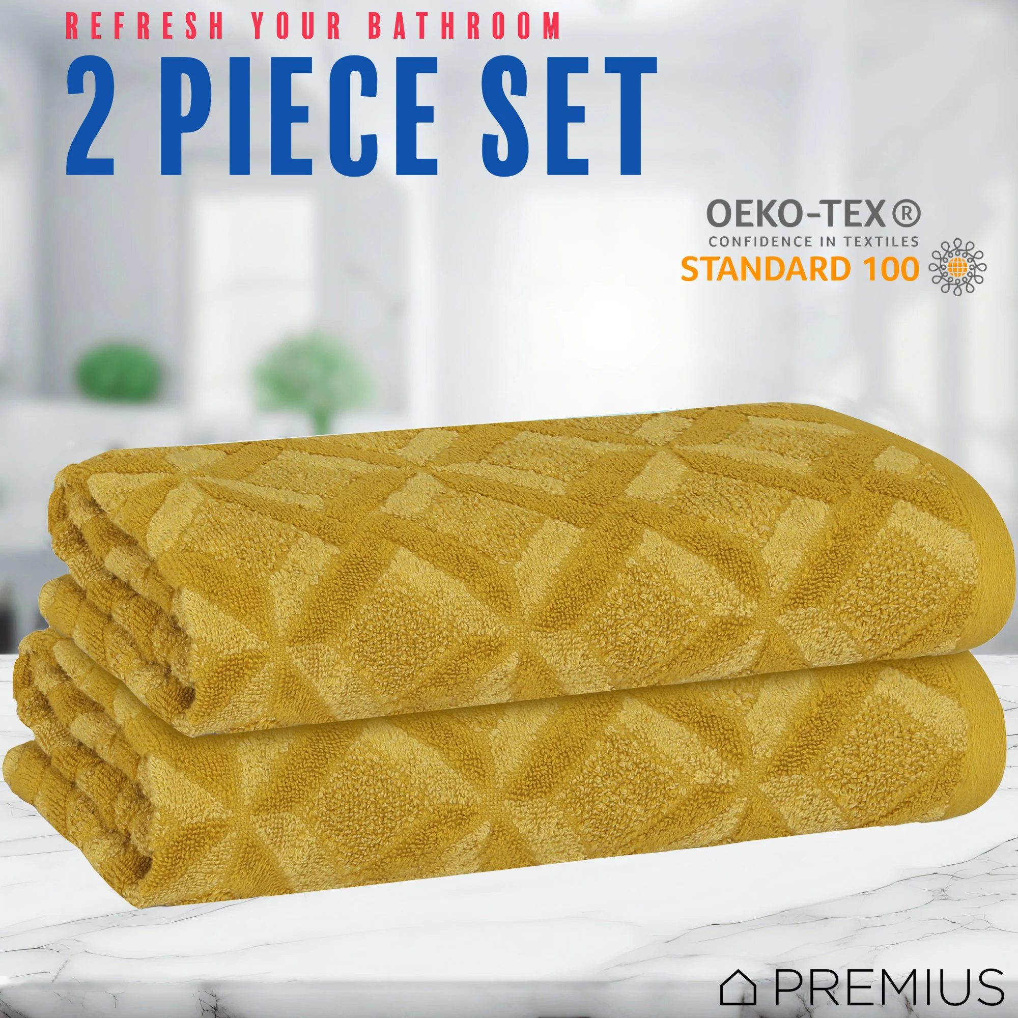 PREMIUS 2 Pack Geo 100% Cotton Yarn Dyed Bath Sheet Towel, 32x64 Inches - Image 7