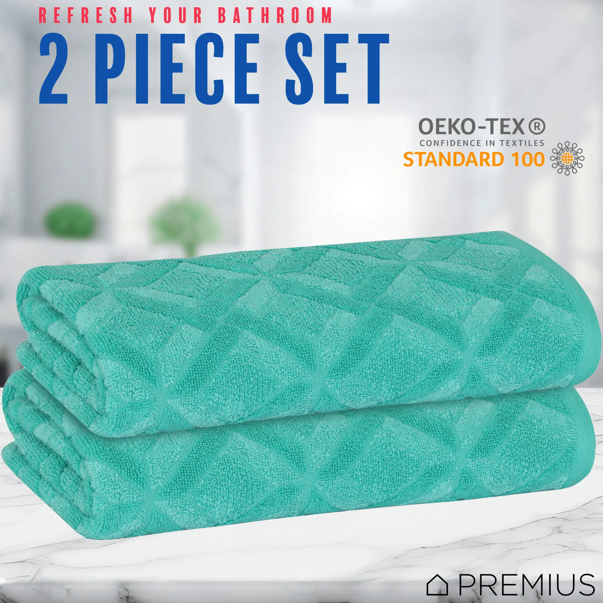 PREMIUS 2 Pack Geo 100% Cotton Yarn Dyed Bath Towel, 27x54 Inches - Image 11