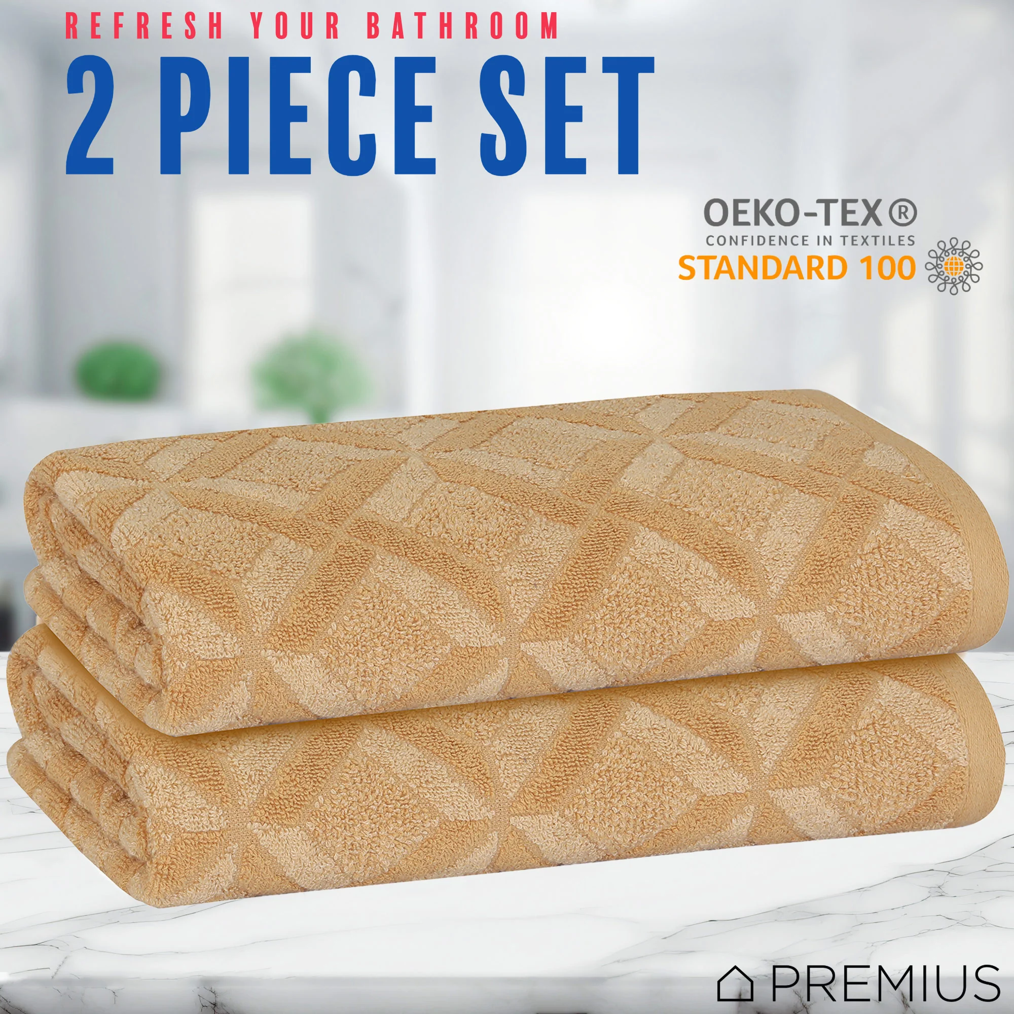 PREMIUS 2 Pack Geo 100% Cotton Yarn Dyed Bath Towel, 27x54 Inches - Image 14