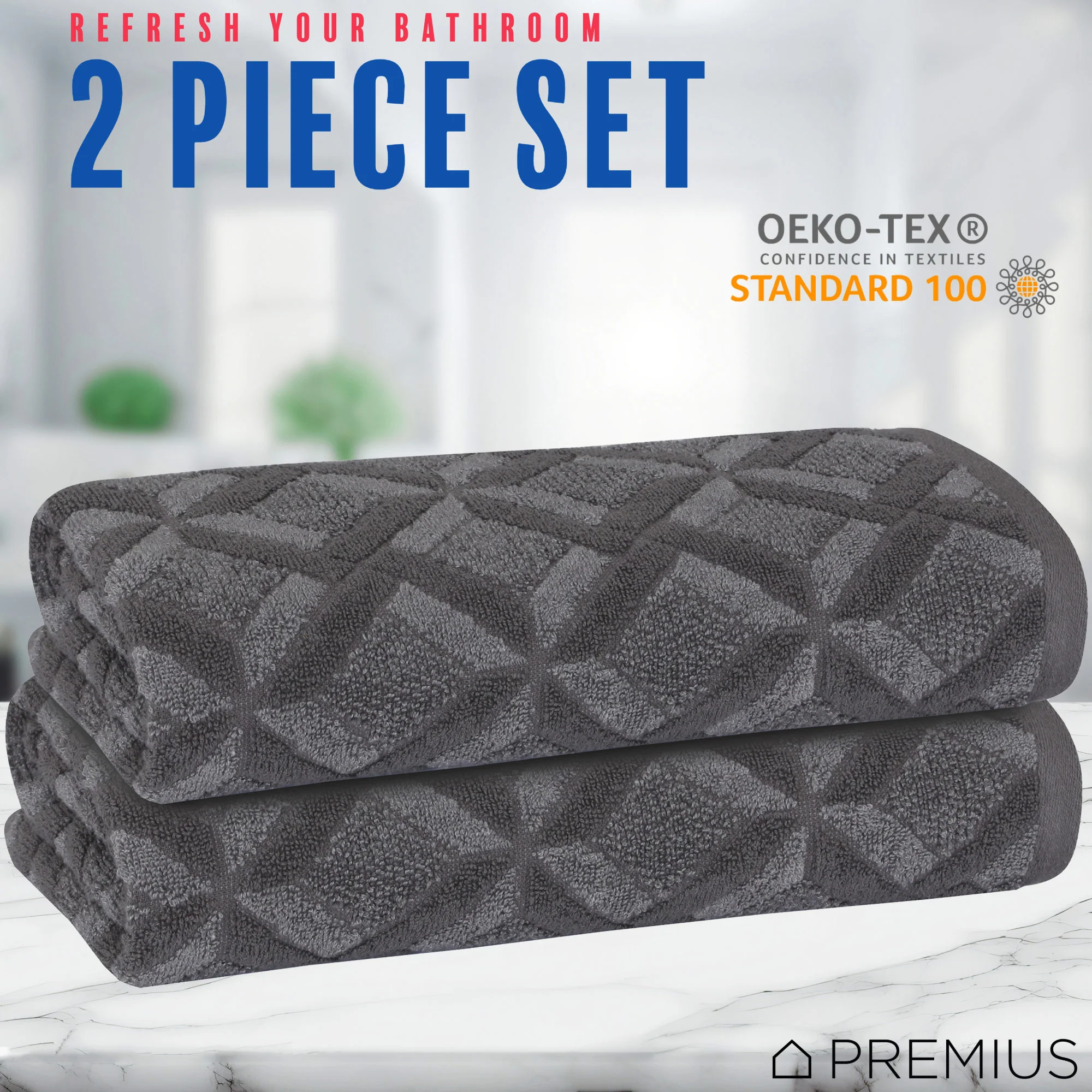 PREMIUS 2 Pack Geo 100% Cotton Yarn Dyed Bath Towel, 27x54 Inches - Image 20