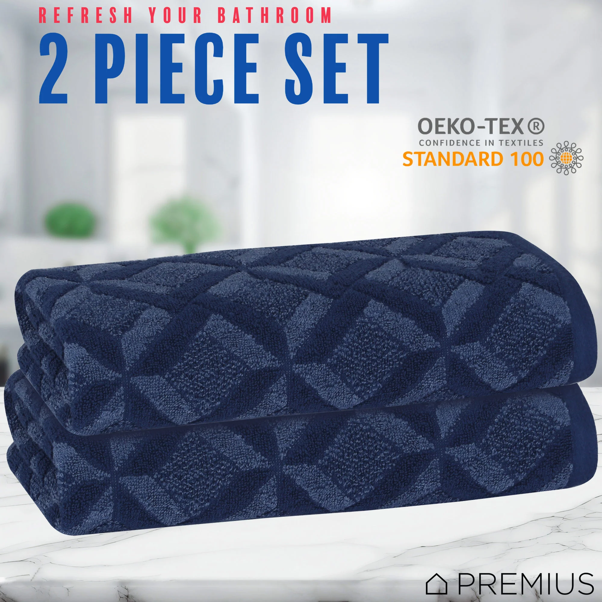PREMIUS 2 Pack Geo 100% Cotton Yarn Dyed Bath Towel, 27x54 Inches - Image 22