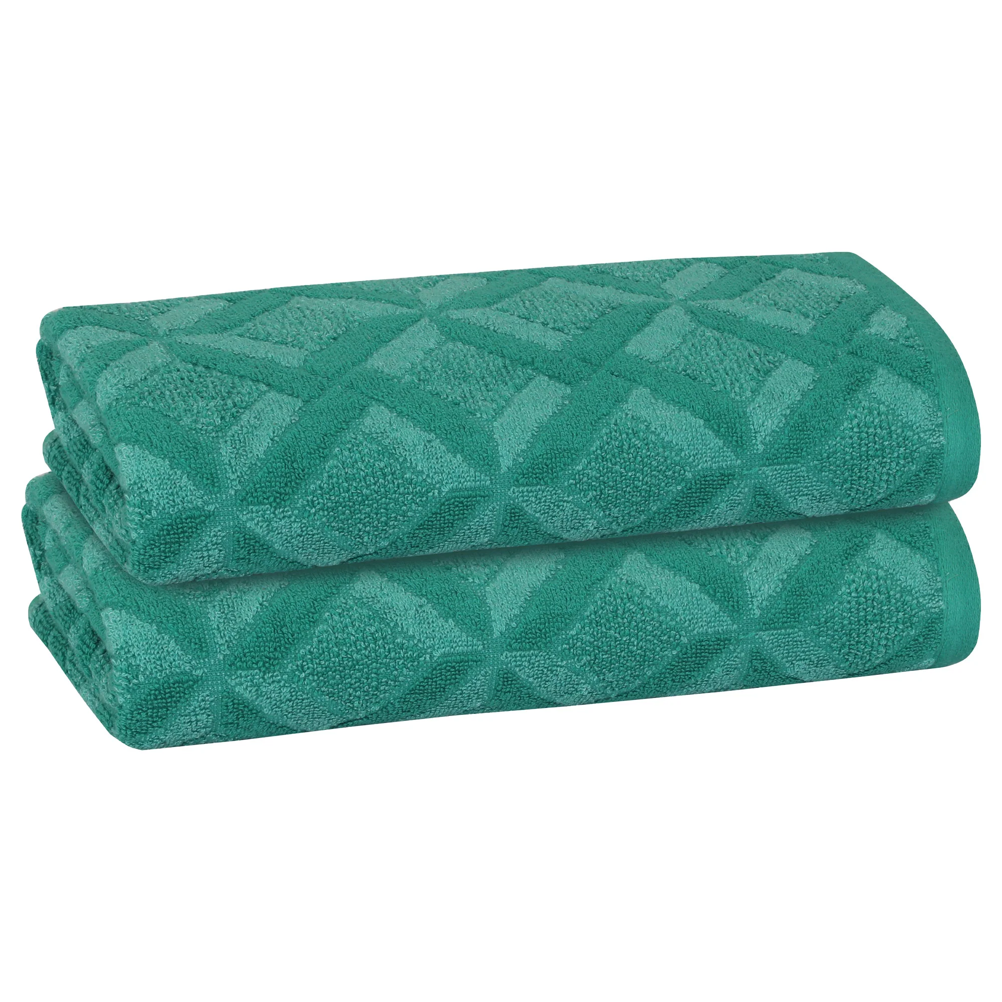 PREMIUS 2-Pack Geo 100% Cotton Yarn Dyed Hand Towel, 16x28 Inches - Image 2