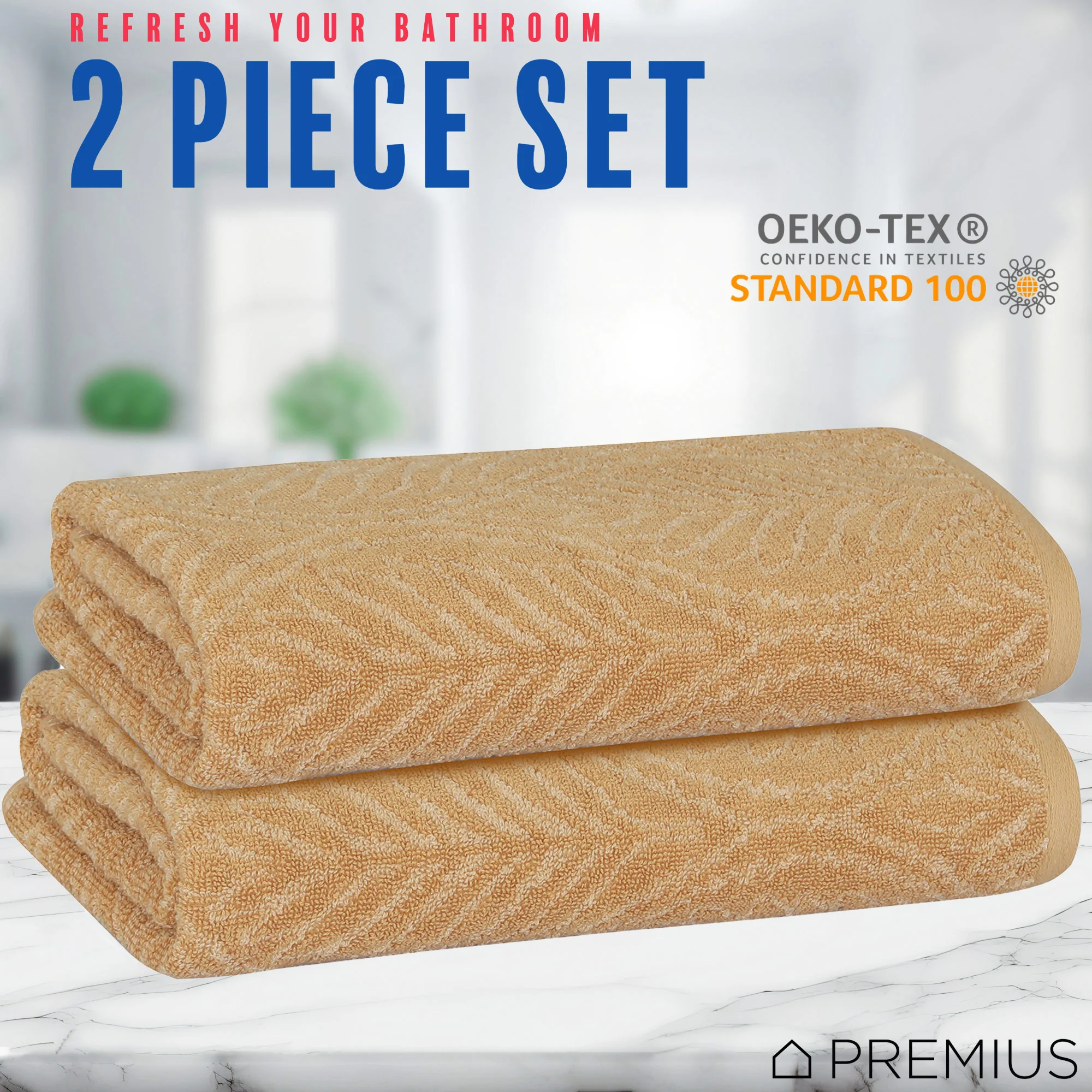 PREMIUS 2 Pack Leaf 100% Cotton Yarn Dyed Hand Towel, 16x28 Inches - Image 13
