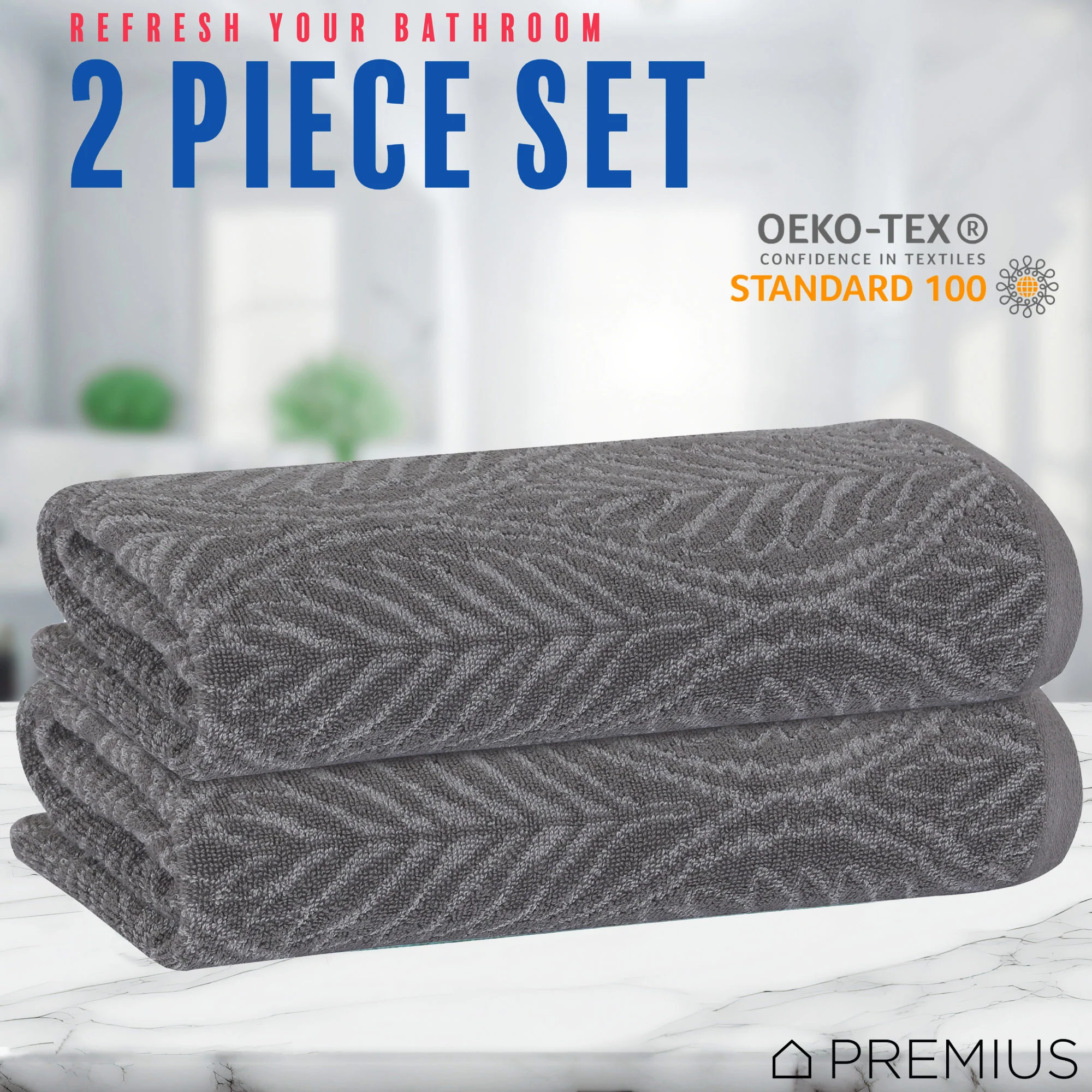 PREMIUS 2 Pack Leaf 100% Cotton Yarn Dyed Hand Towel, 16x28 Inches - Image 22