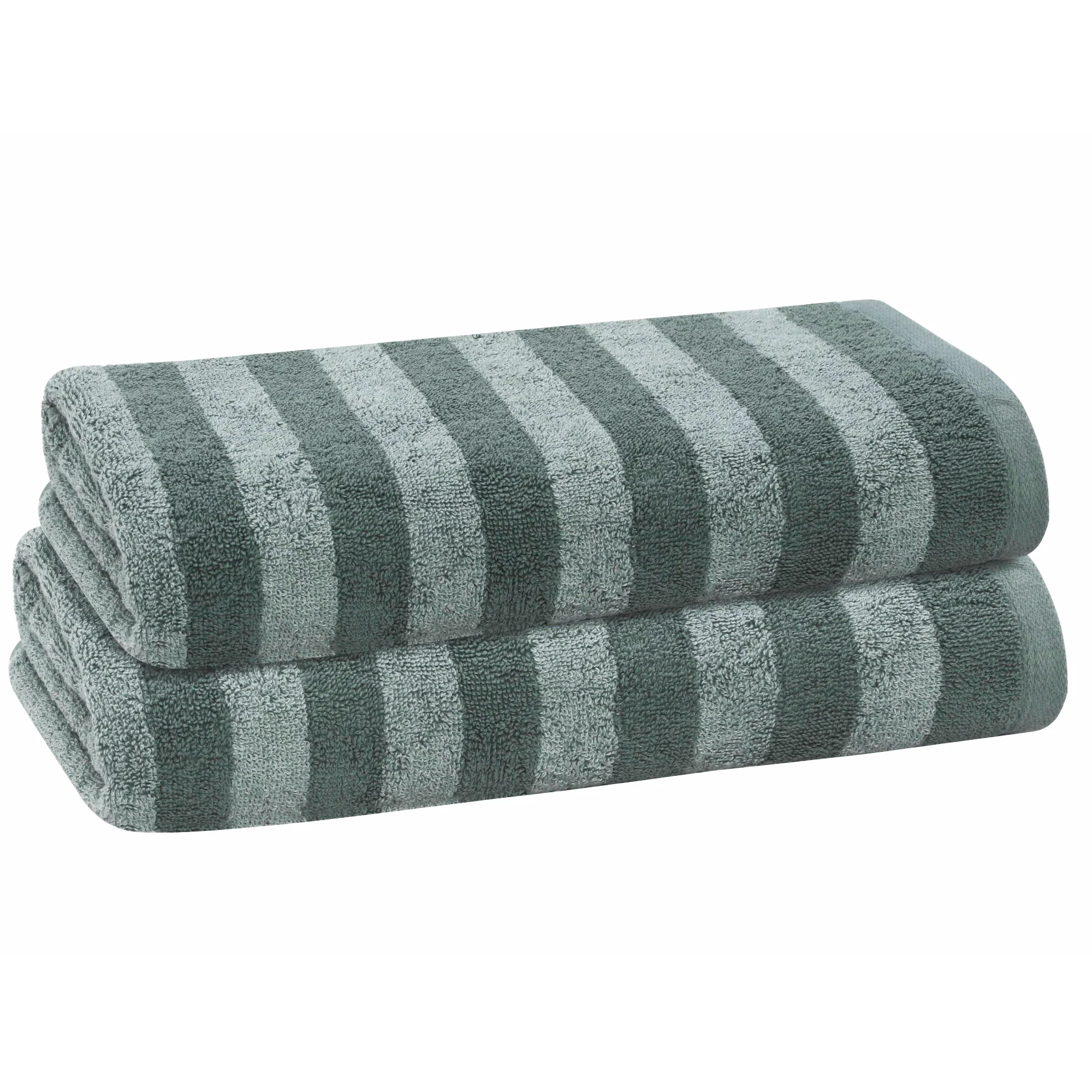 PREMIUS 2 Pack Stripes 100% Cotton Yarn Dyed Bath Sheet Towel, 32x64 Inches - Image 2