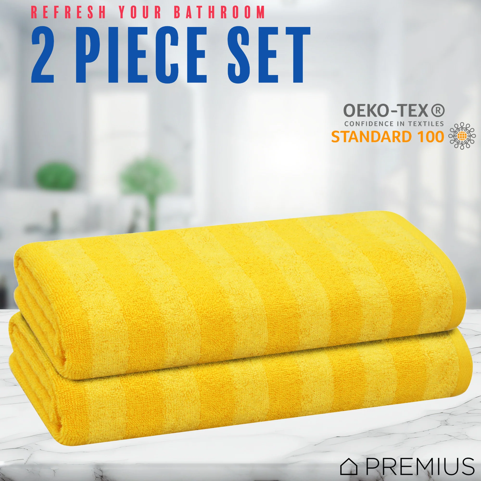 PREMIUS 2 Pack Stripes 100% Cotton Yarn Dyed Bath Sheet Towel, 32x64 Inches - Image 9