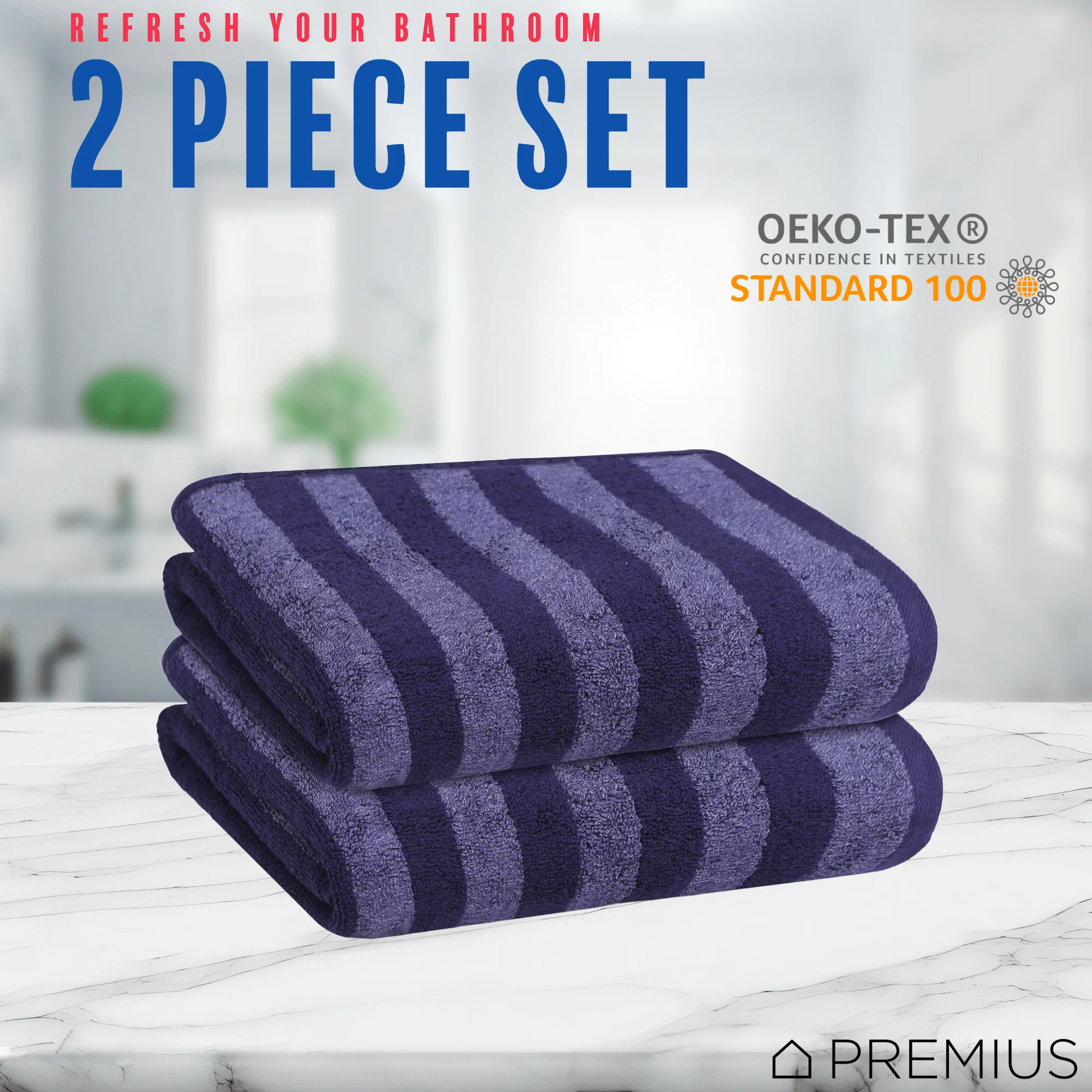 PREMIUS 2 Pack Stripes 100% Cotton Yarn Dyed Hand Towel, 16x28 Inches - Image 28