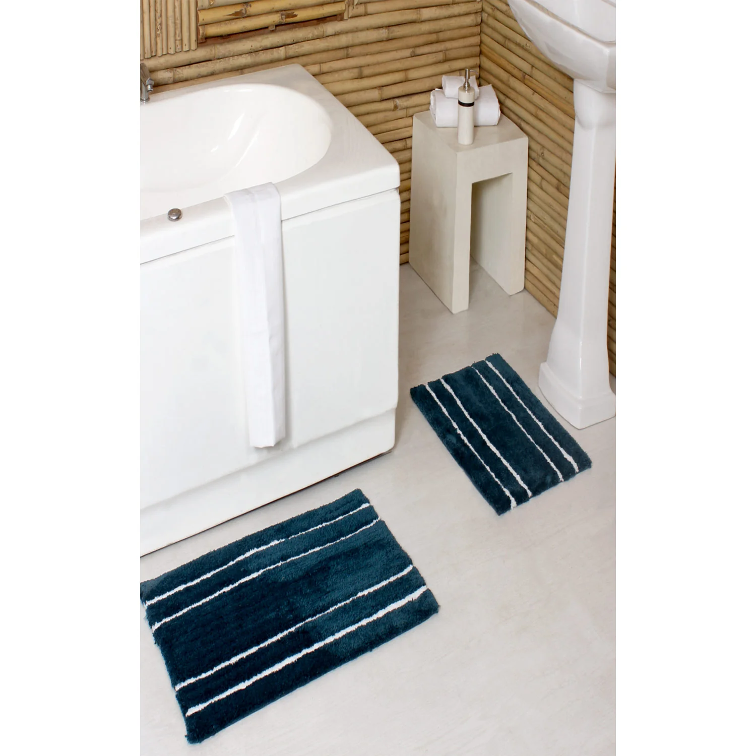 PREMIUS 2 Piece Striped Bath Rug Set, 17x24 and 20x32 Inches - Image 5