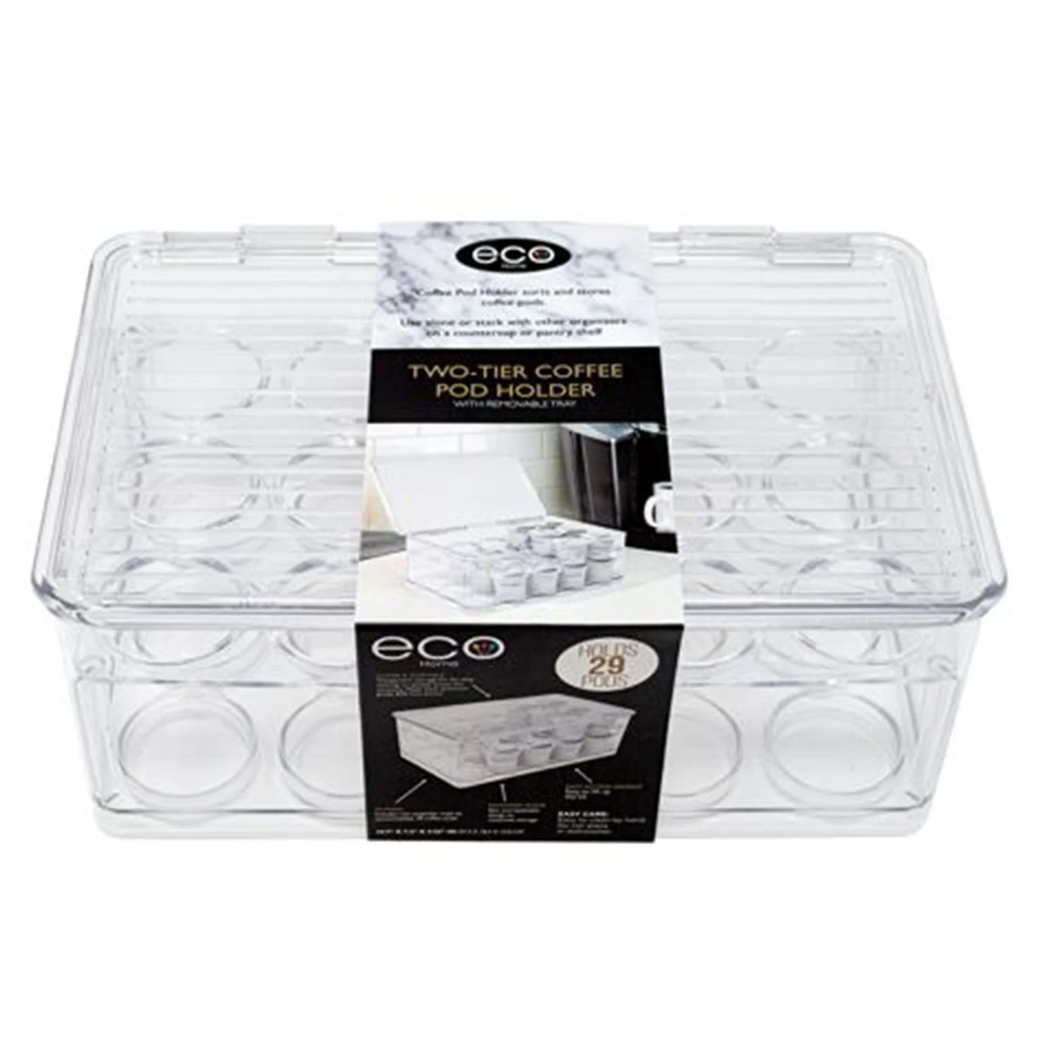 PREMIUS 2 Tier Coffee Compatible K-Cup Plastic Holder, Clear, Holds 29 Pods - Image 2