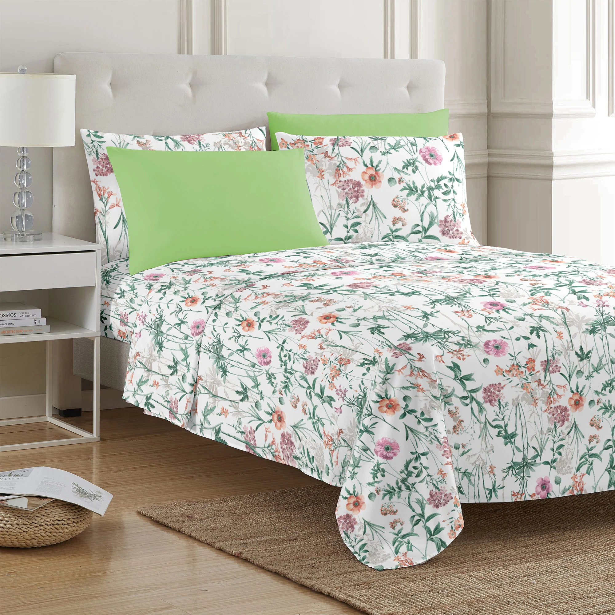 PREMIUS 4-6 Piece Printed Wrinkle-Free Sheet Set, Flower Field - Image 3