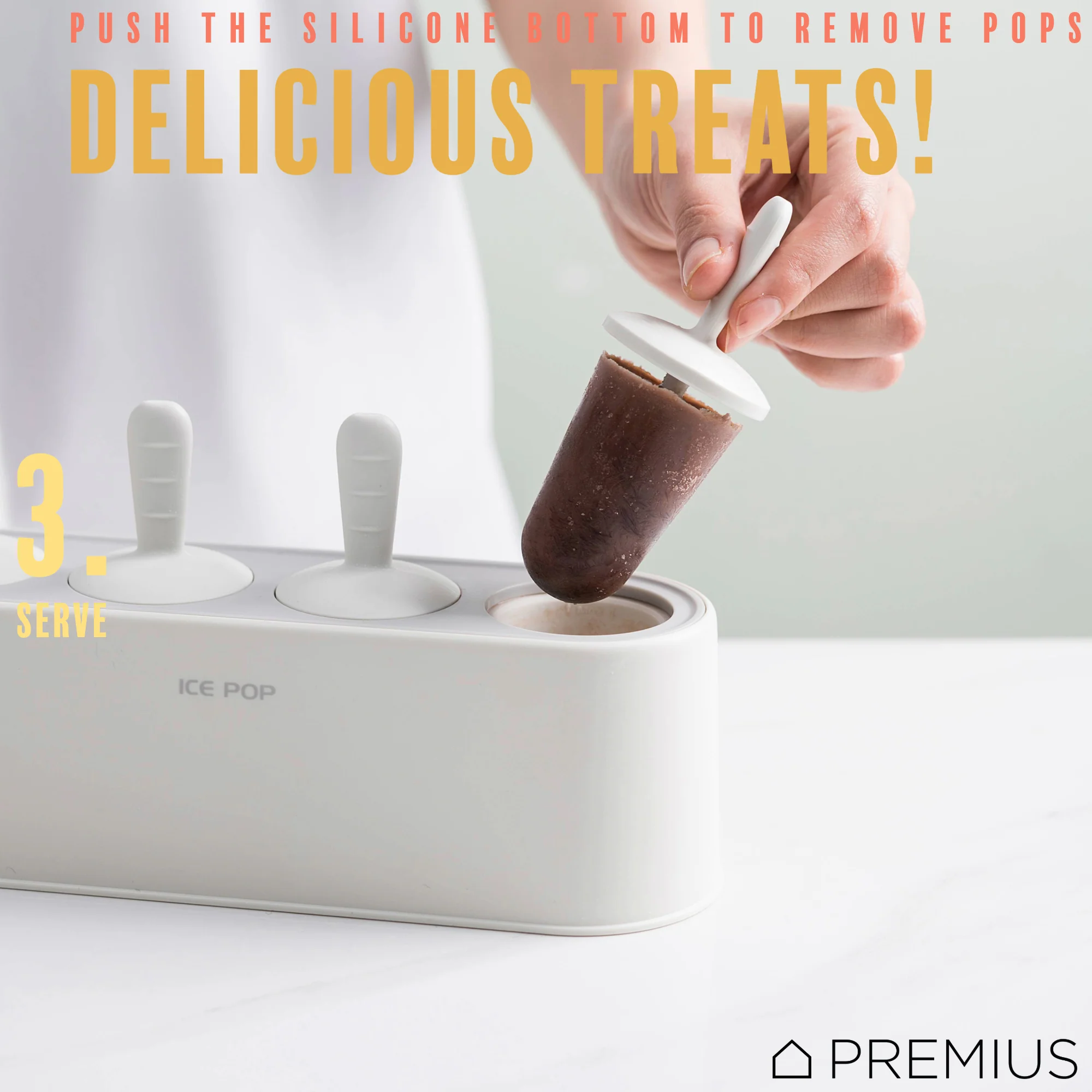 PREMIUS 4 Silicone Ice Pop Maker Mold Set, White, 9.25x2.95x4.52 Inches - Image 6