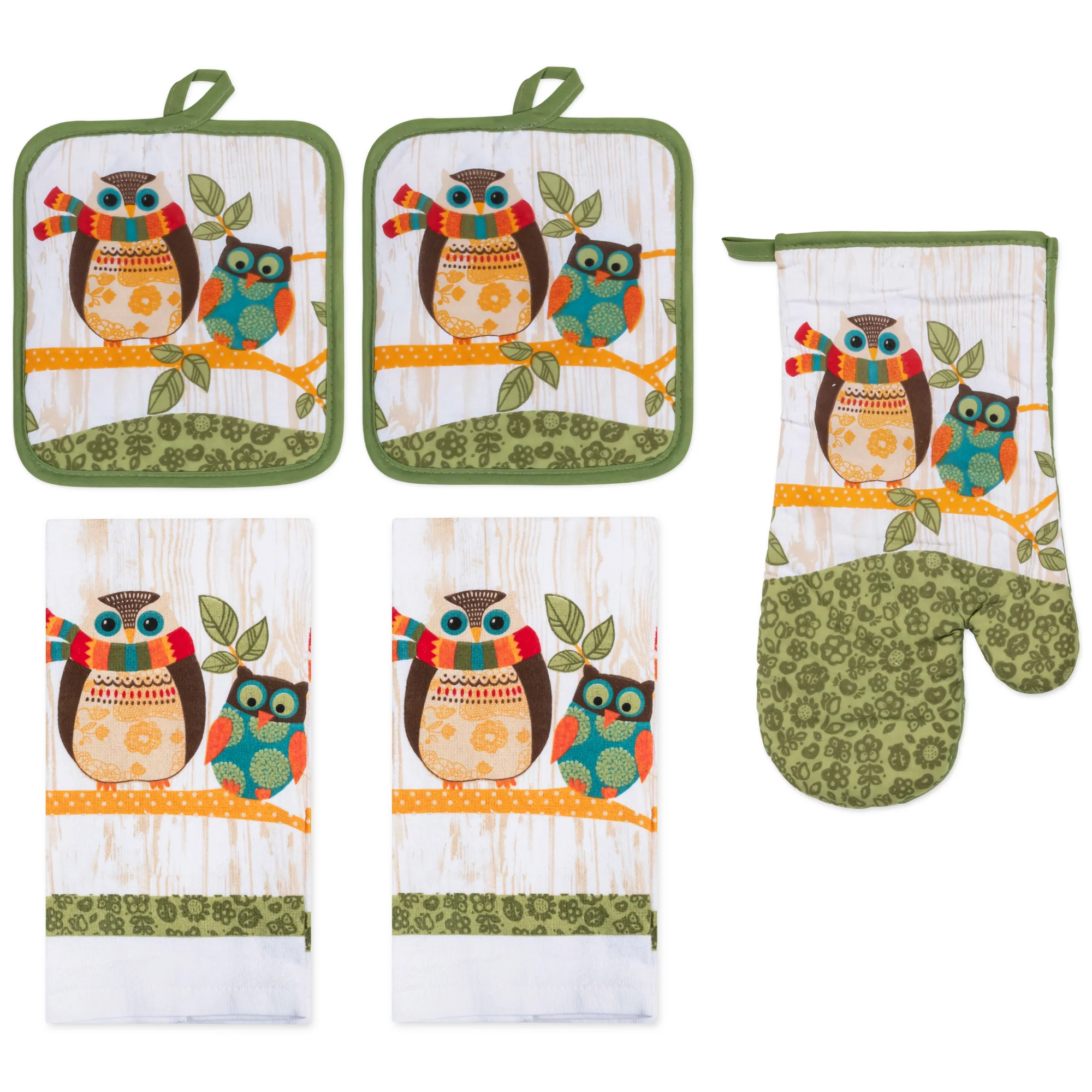 PREMIUS 5 Piece Printed Kitchen Linen Set, 2 Cotton Towels, 2 Pot Holders, 1 Oven Mitt - Image 13