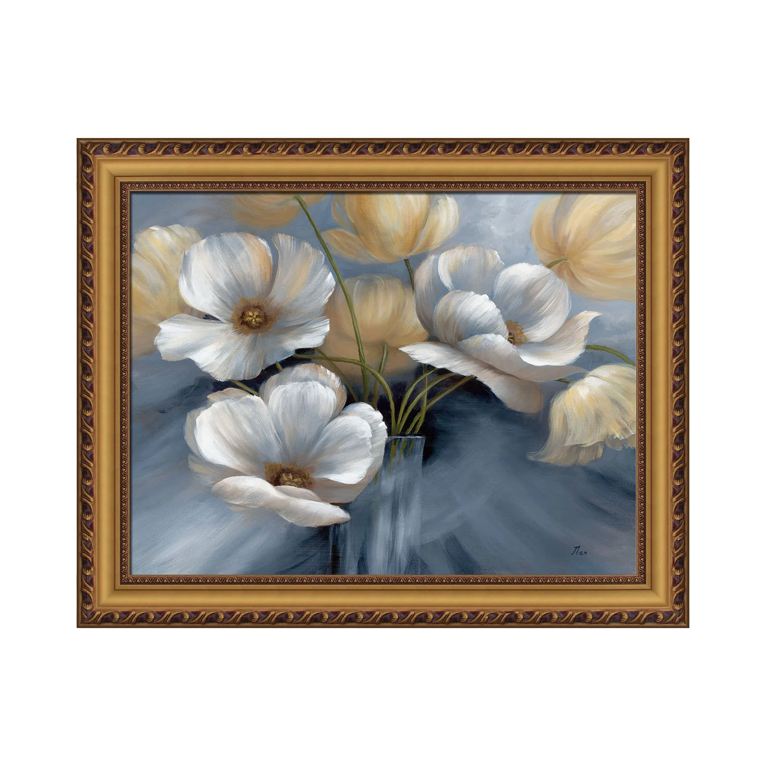 Premius August’s Garden Framed Wall Art, White-Beige, 33x33 Inches