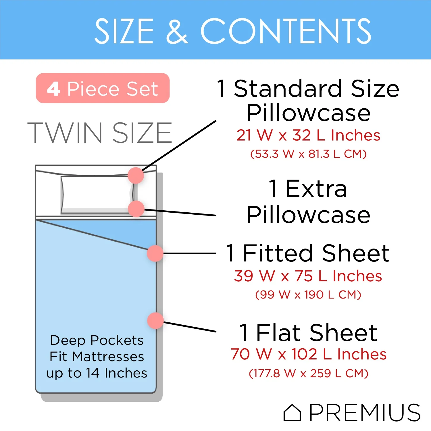 Premius Brooke Luxurious Wrinkle-Free Microfiber Sheet Set - Image 12