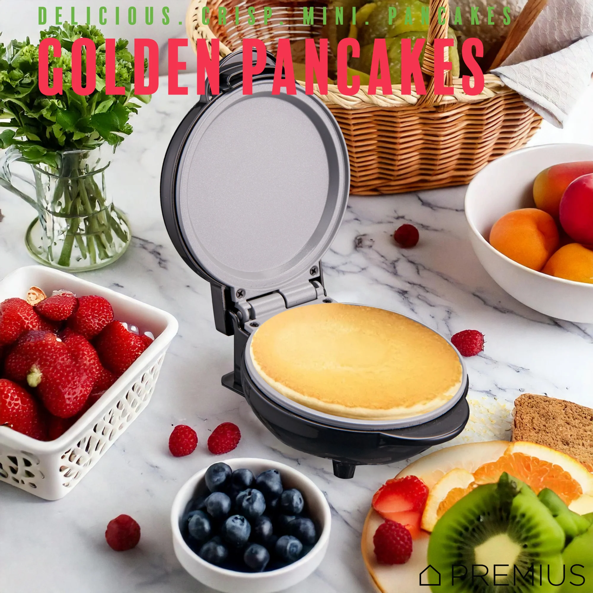 PREMIUS Ceramic Non-Stick Mini Snack Flat Griddle Maker, 4 Inch Mold - Image 10