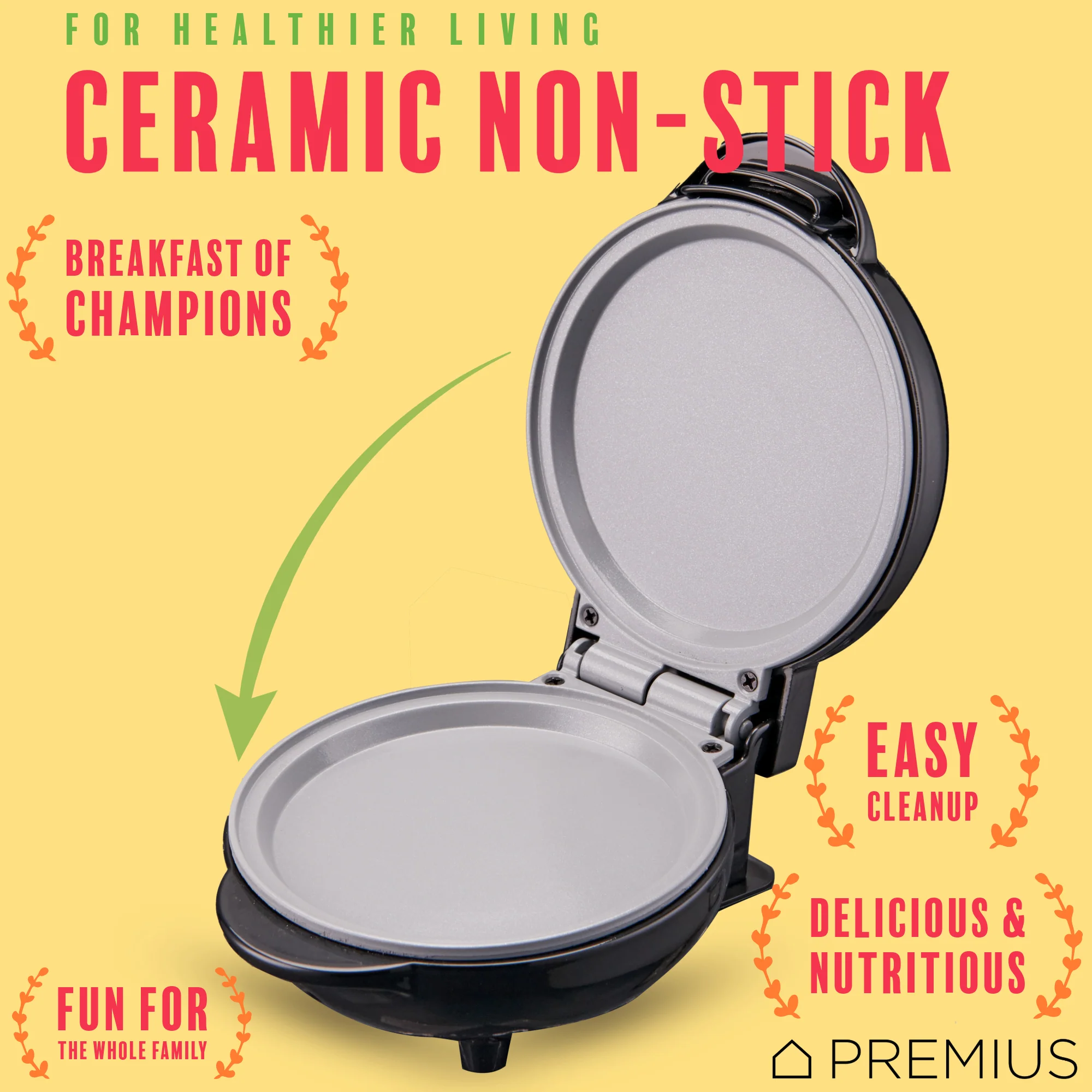 PREMIUS Ceramic Non-Stick Mini Snack Flat Griddle Maker, 4 Inch Mold - Image 11