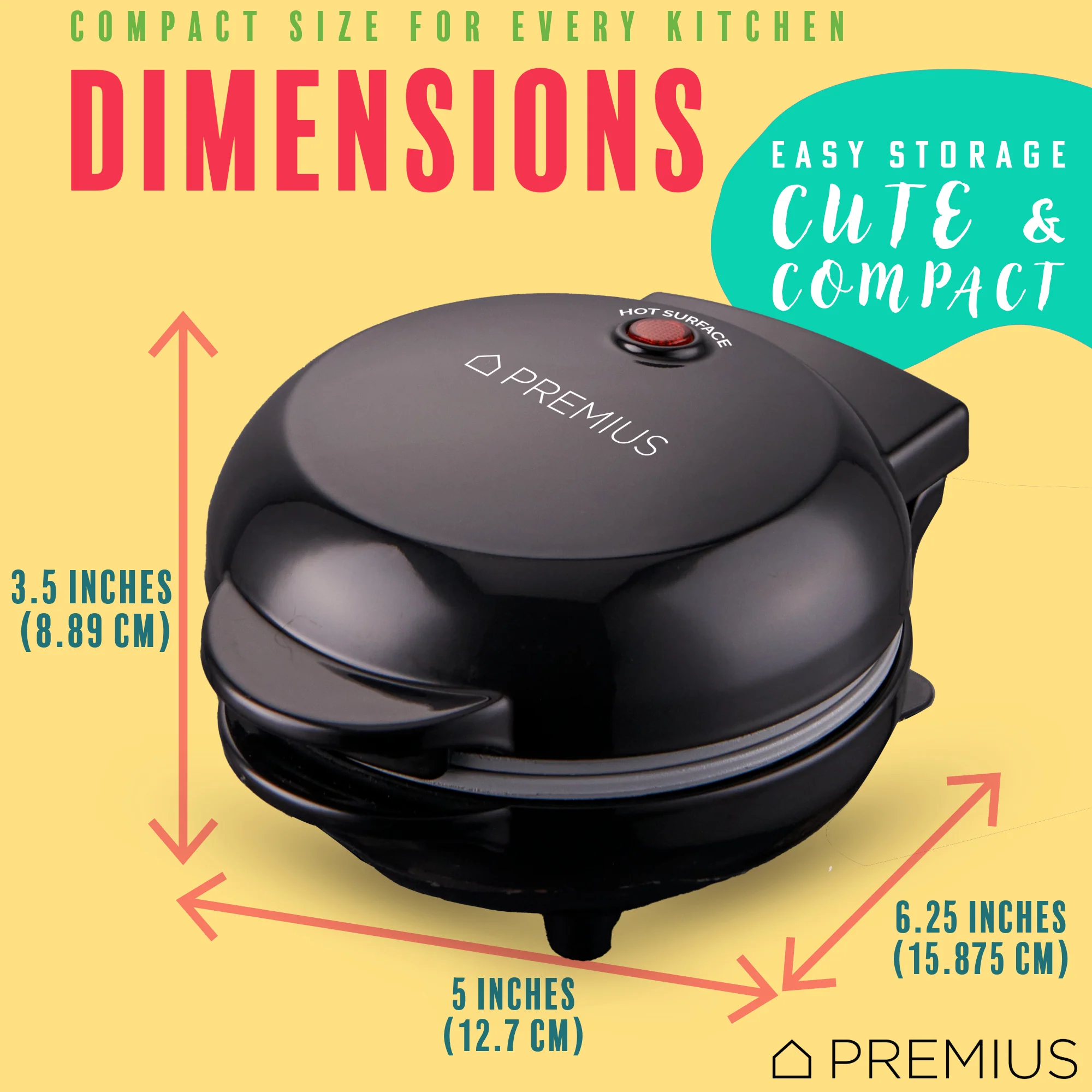 PREMIUS Ceramic Non-Stick Mini Snack Flat Griddle Maker, 4 Inch Mold - Image 12