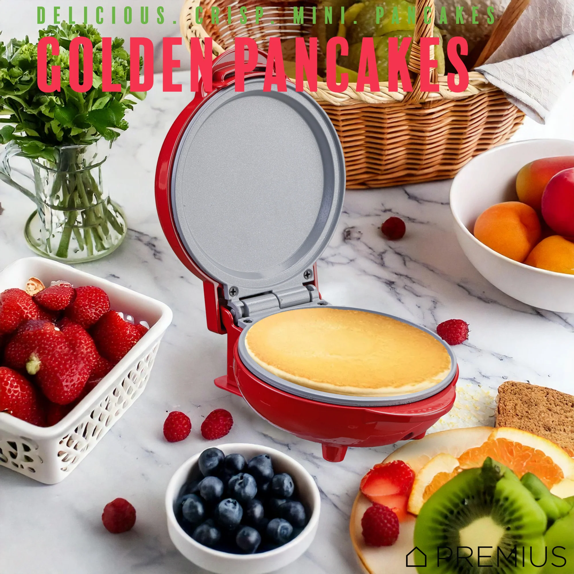 PREMIUS Ceramic Non-Stick Mini Snack Flat Griddle Maker, 4 Inch Mold - Image 15
