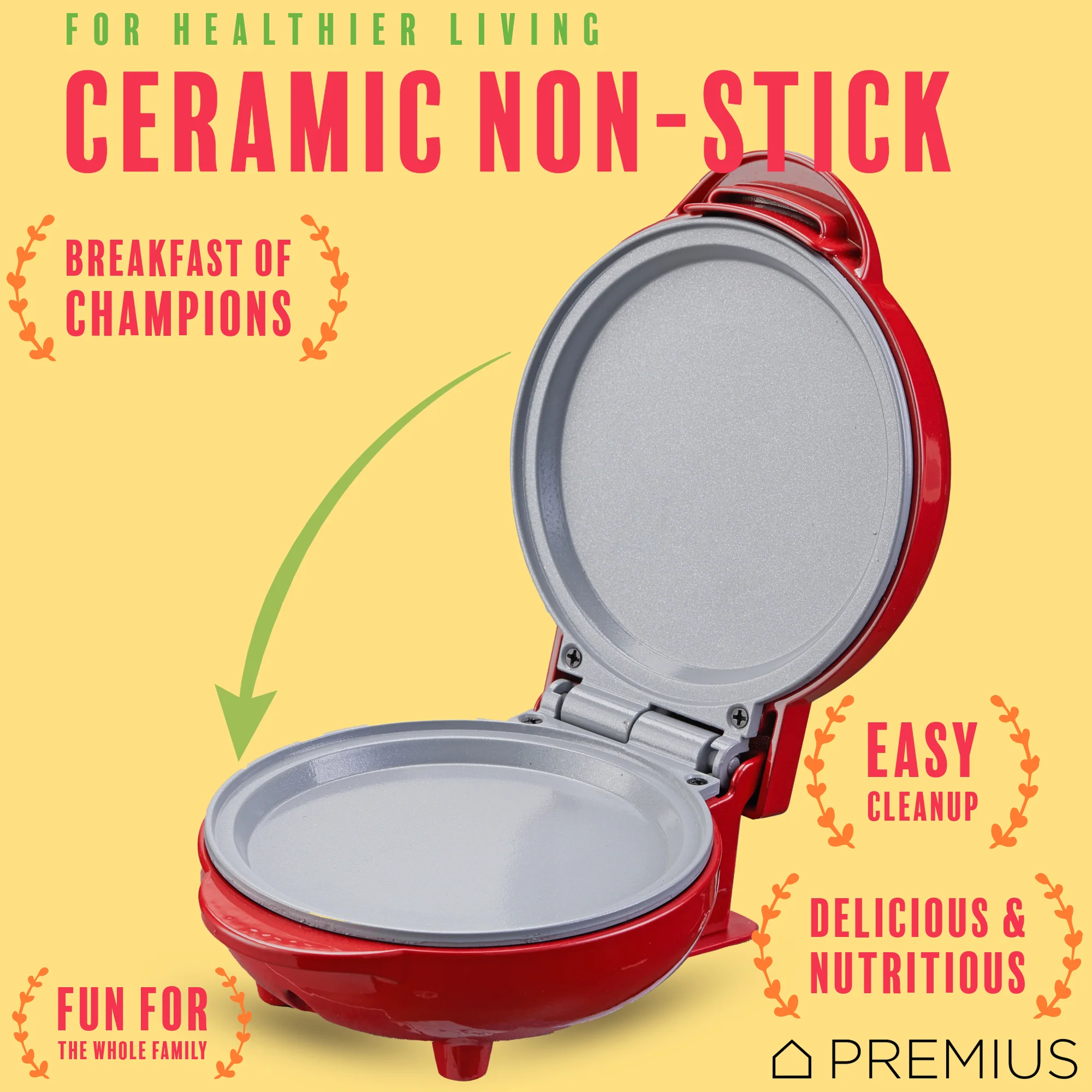 PREMIUS Ceramic Non-Stick Mini Snack Flat Griddle Maker, 4 Inch Mold - Image 16