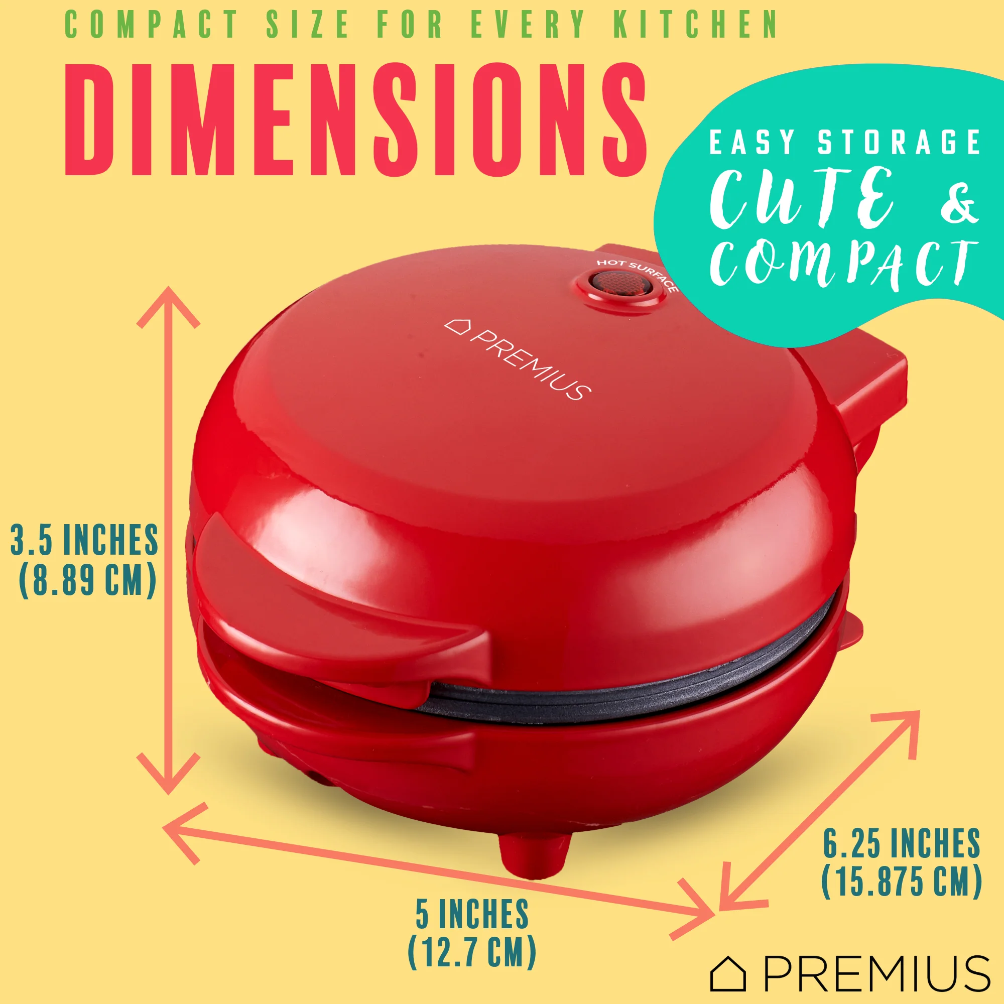 PREMIUS Ceramic Non-Stick Mini Snack Flat Griddle Maker, 4 Inch Mold - Image 17
