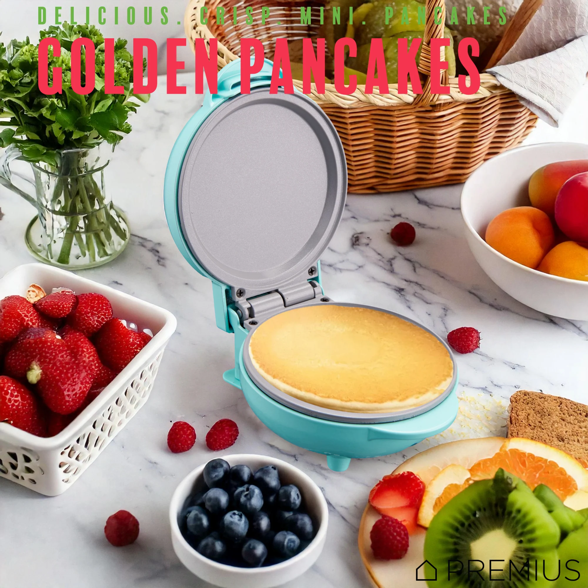 PREMIUS Ceramic Non-Stick Mini Snack Flat Griddle Maker, 4 Inch Mold - Image 4