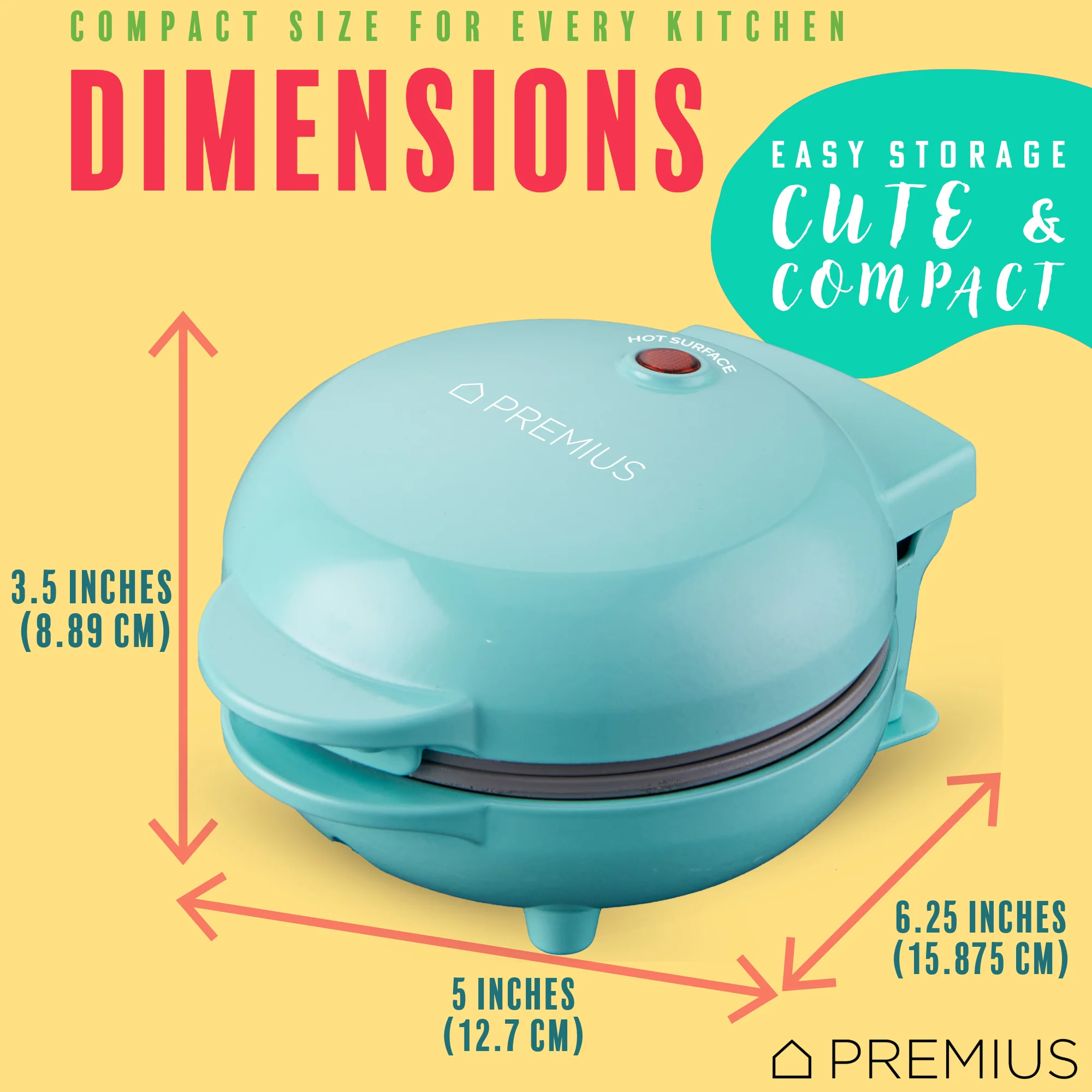 PREMIUS Ceramic Non-Stick Mini Snack Flat Griddle Maker, 4 Inch Mold - Image 6