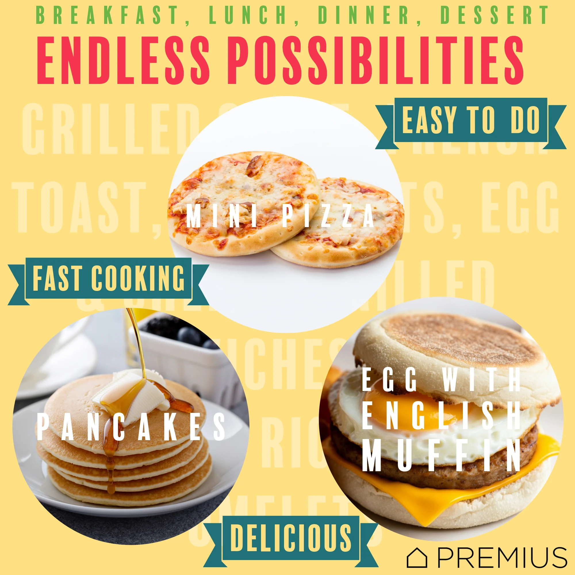 PREMIUS Ceramic Non-Stick Mini Snack Flat Griddle Maker, 4 Inch Mold - Image 7