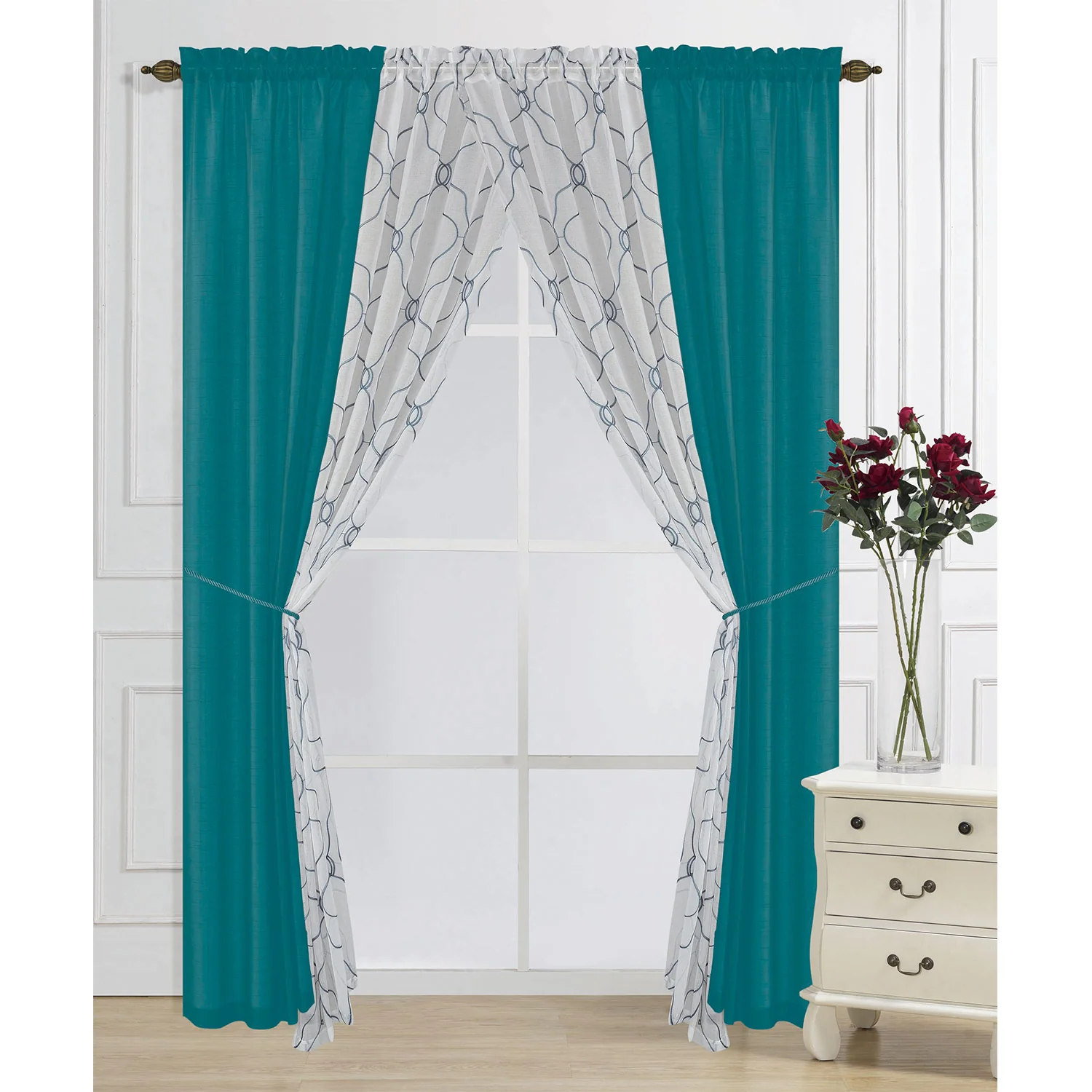 PREMIUS Flame 6 Piece Window Panel Set, 38x84 Inches - Image 2