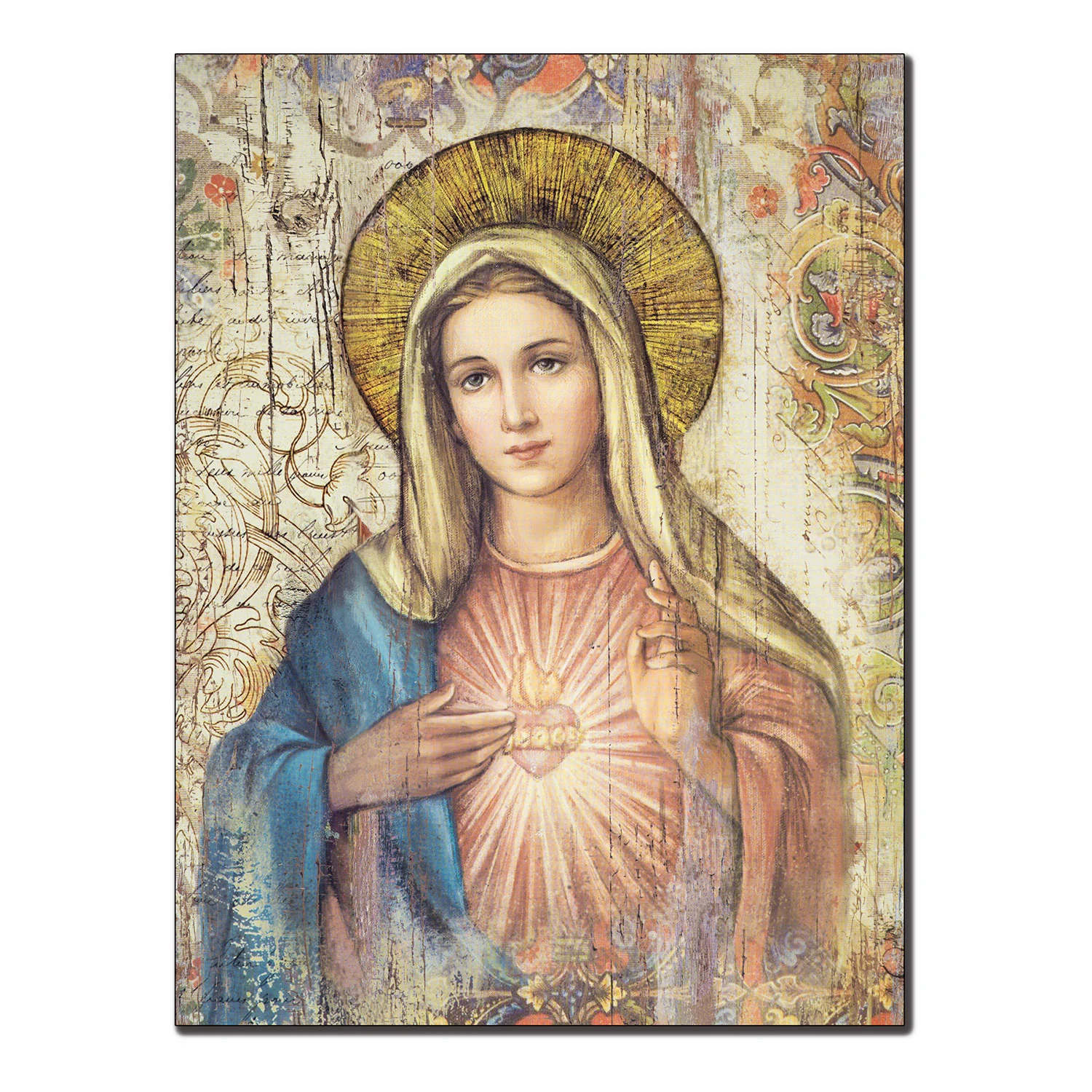 Premius Immaculate Heart Of Mary Religious Portrait Wood Plaque, 12x16 Inches