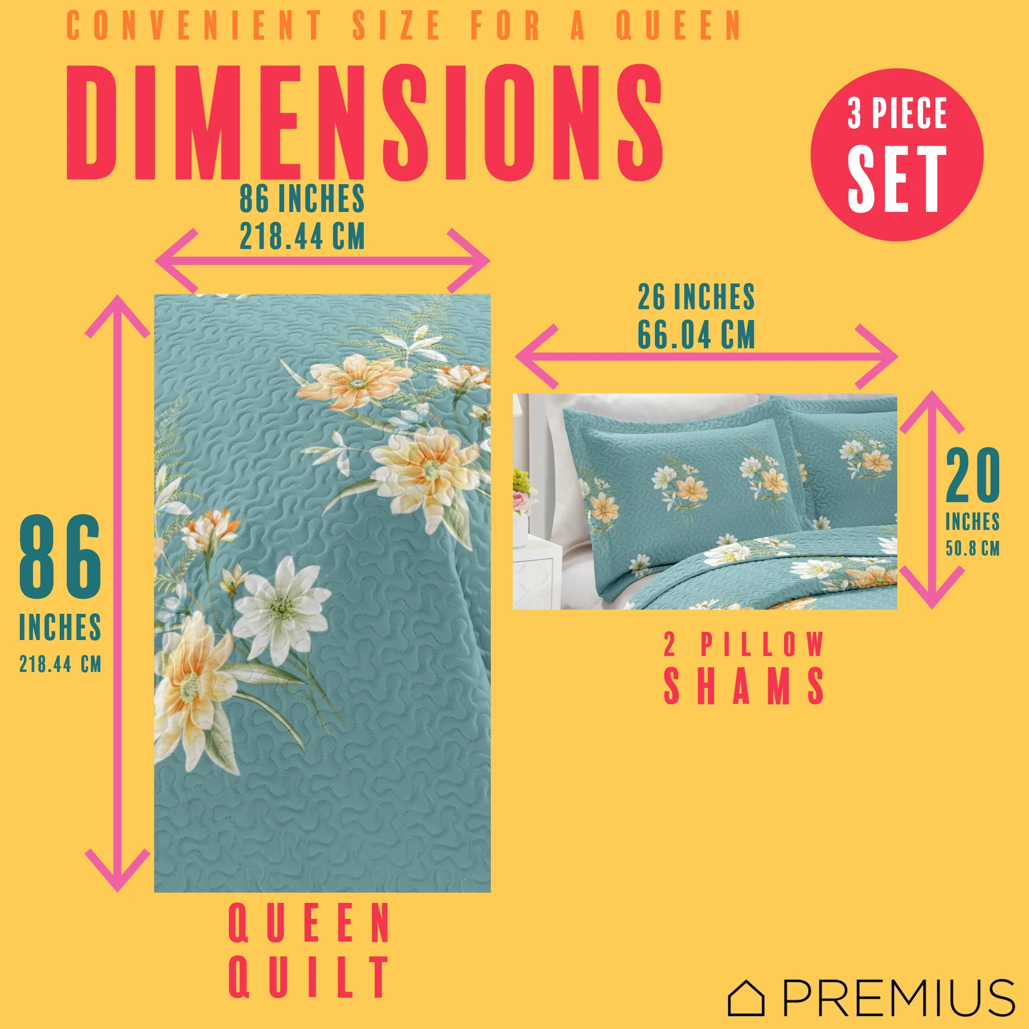 PREMIUS Lucea 3 Piece Microfiber Wrinkle-Free Quilt Set, Soft Blue - Image 4