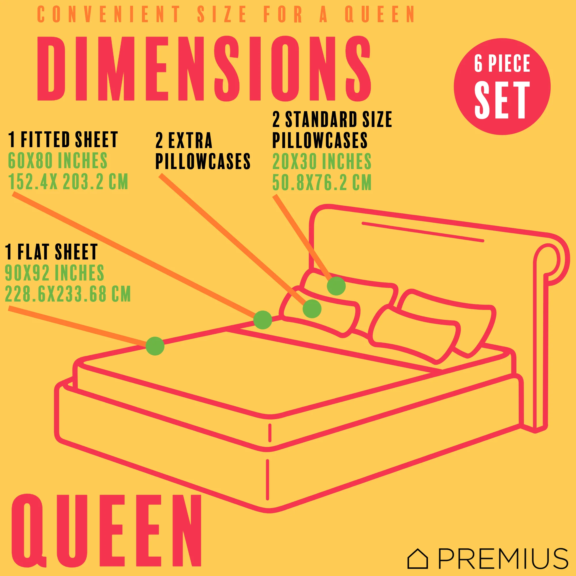 PREMIUS Lucea Soft Wrinkle-Free Microfiber Sheet Set, Soft Blue-Orange - Image 6