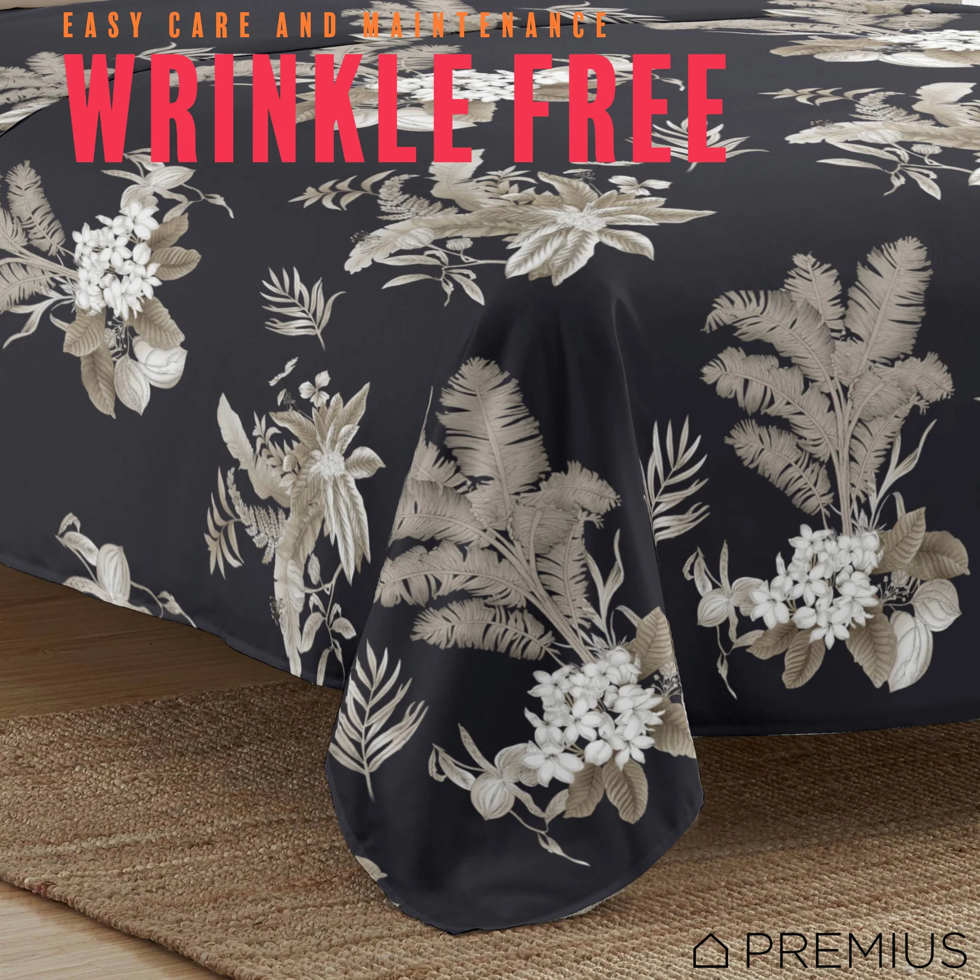 PREMIUS Mia Soft Wrinkle-Free Microfiber Sheet Set, Black-Taupe - Image 13