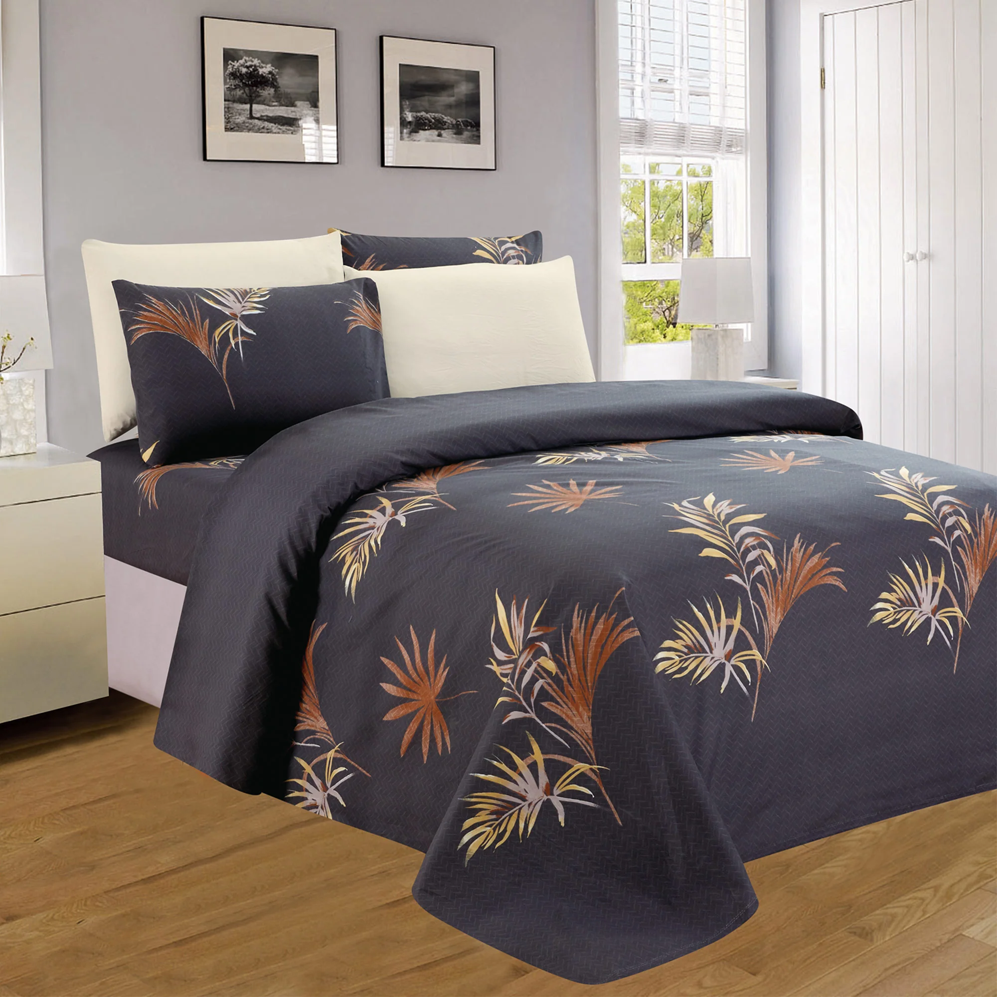 PREMIUS Palms Printed Wrinkle Free Microfiber Sheet Set - Image 3