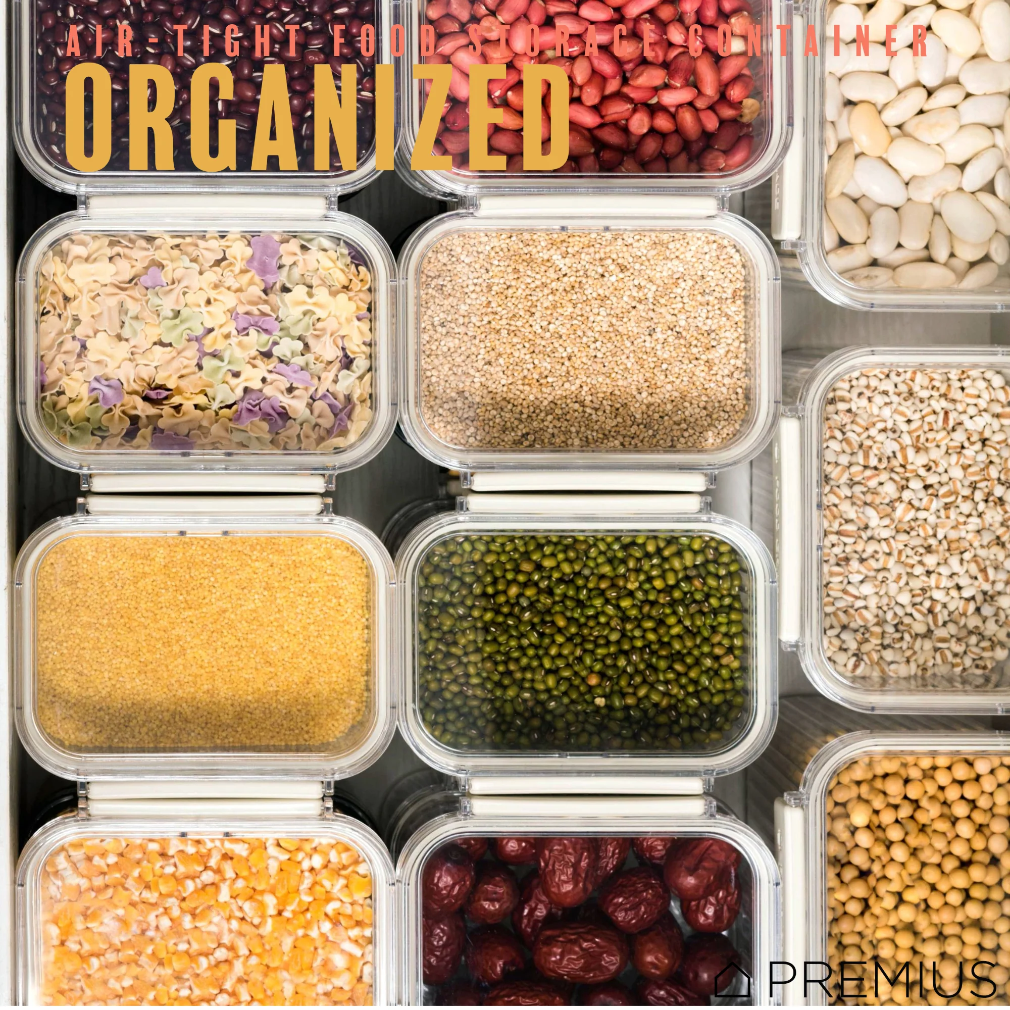 PREMIUS Plastic Food Storage Container, Rectangle, Clear-Natural - Image 12